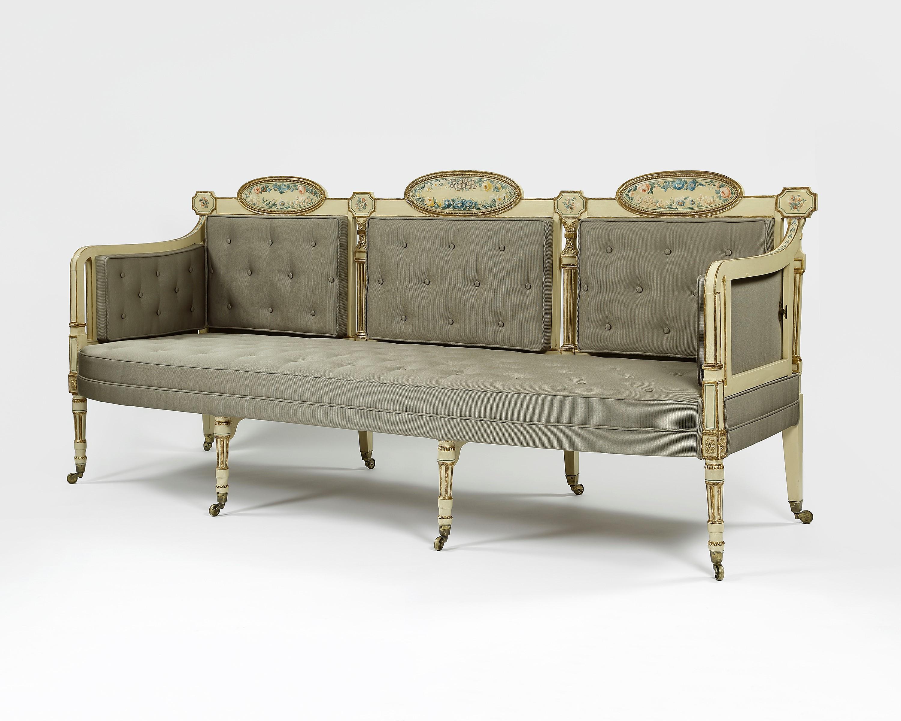 Neoclassical Pair of George III Settees For Sale