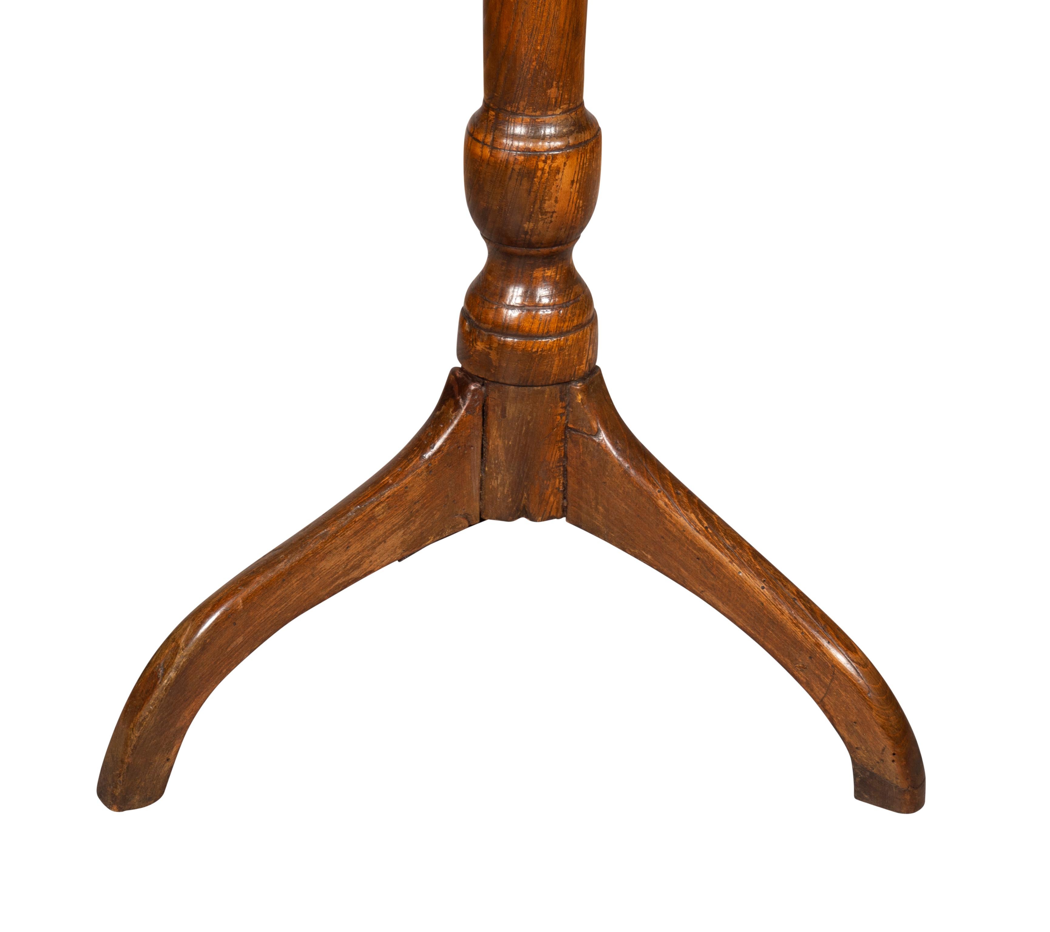Late 18th Century George III Oak And Burl Walnut Candlestand For Sale