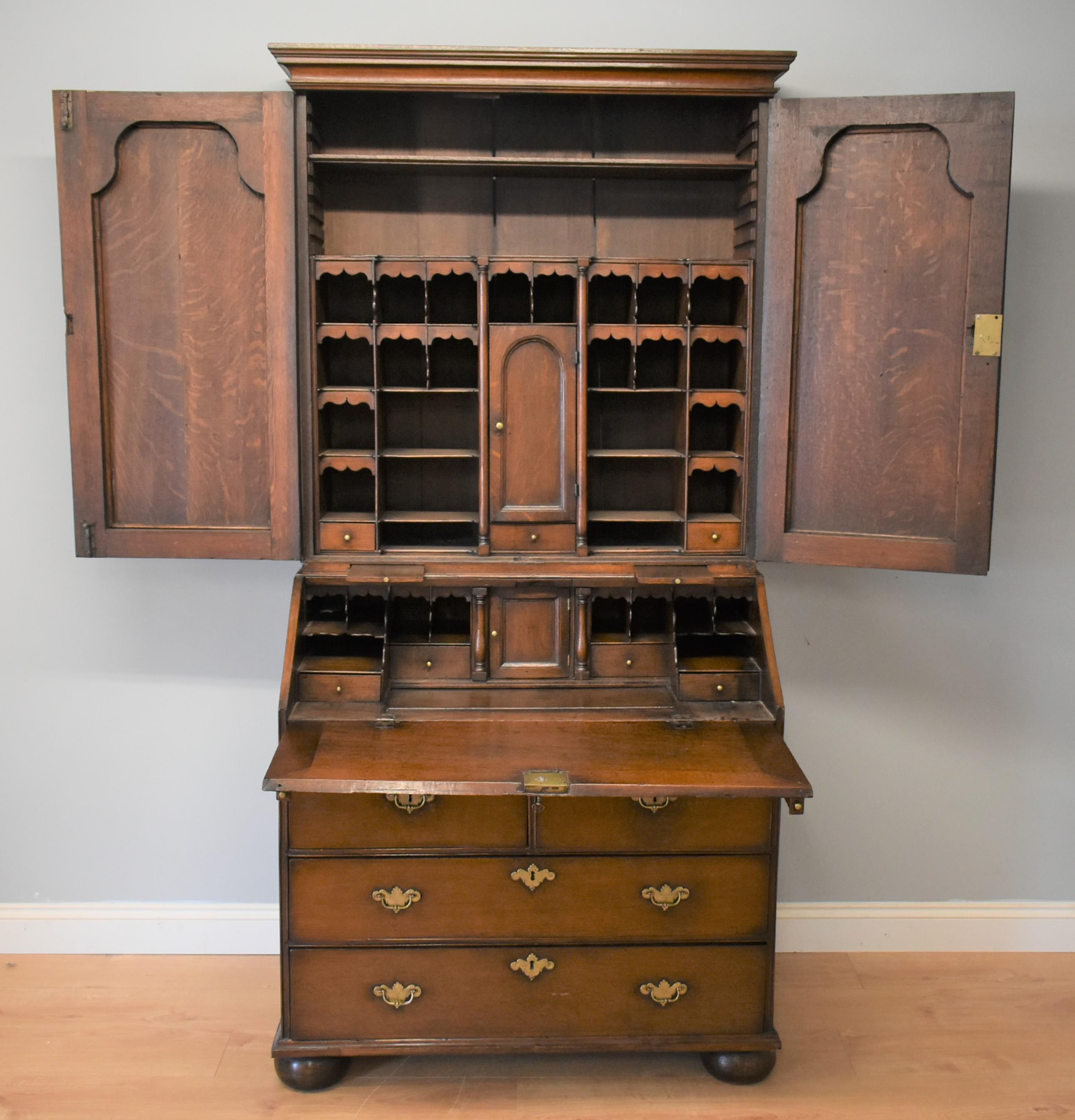 18th Century and Earlier George III Oak Bureau Bookcase