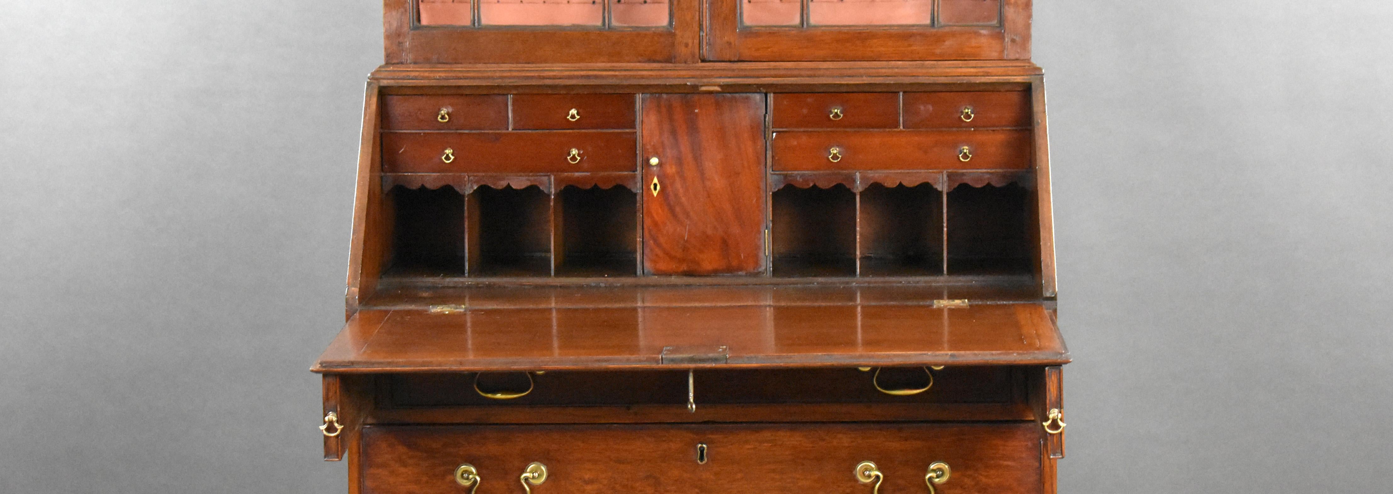 George III Oak Bureau Bookcase For Sale 1