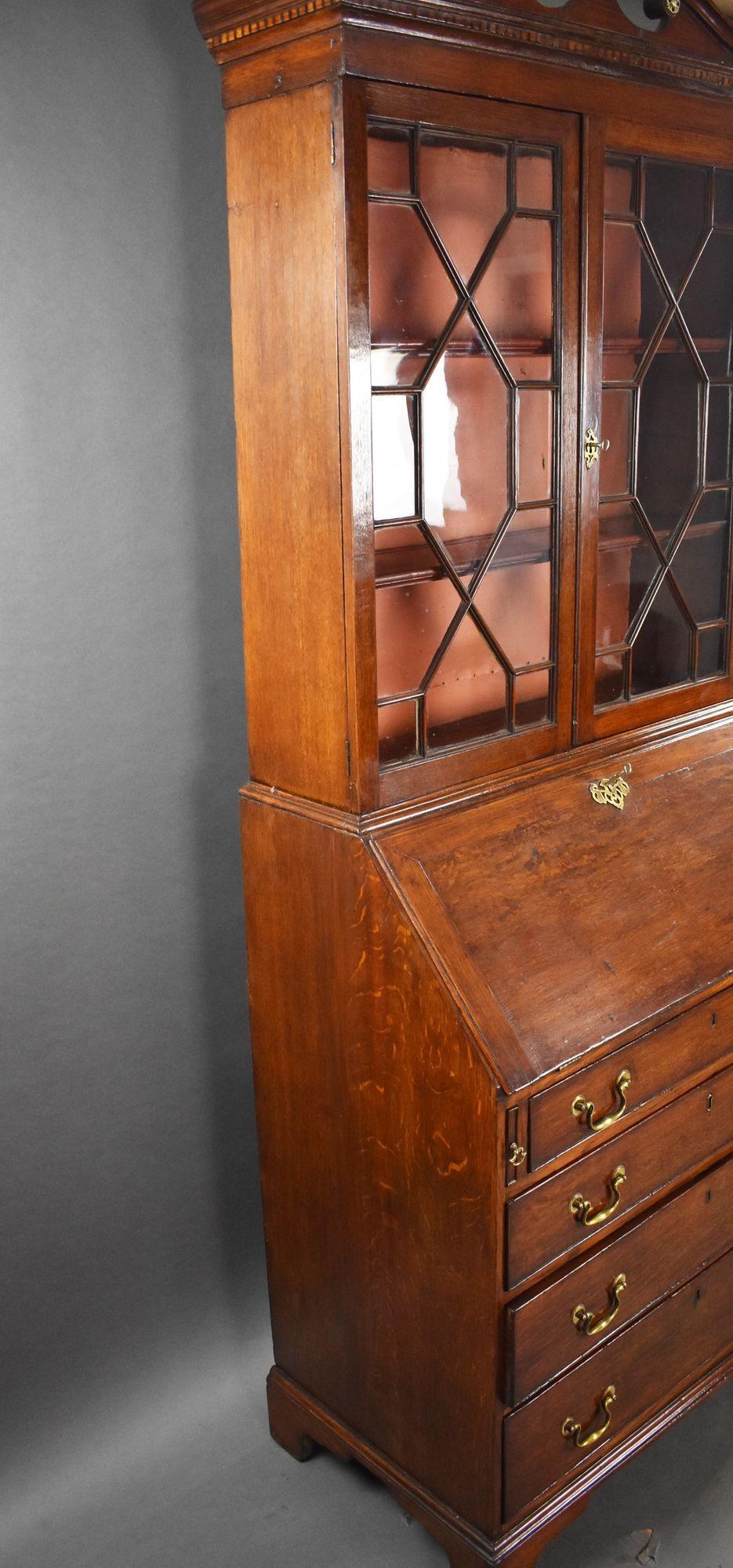 George III Oak Bureau Bookcase For Sale 2