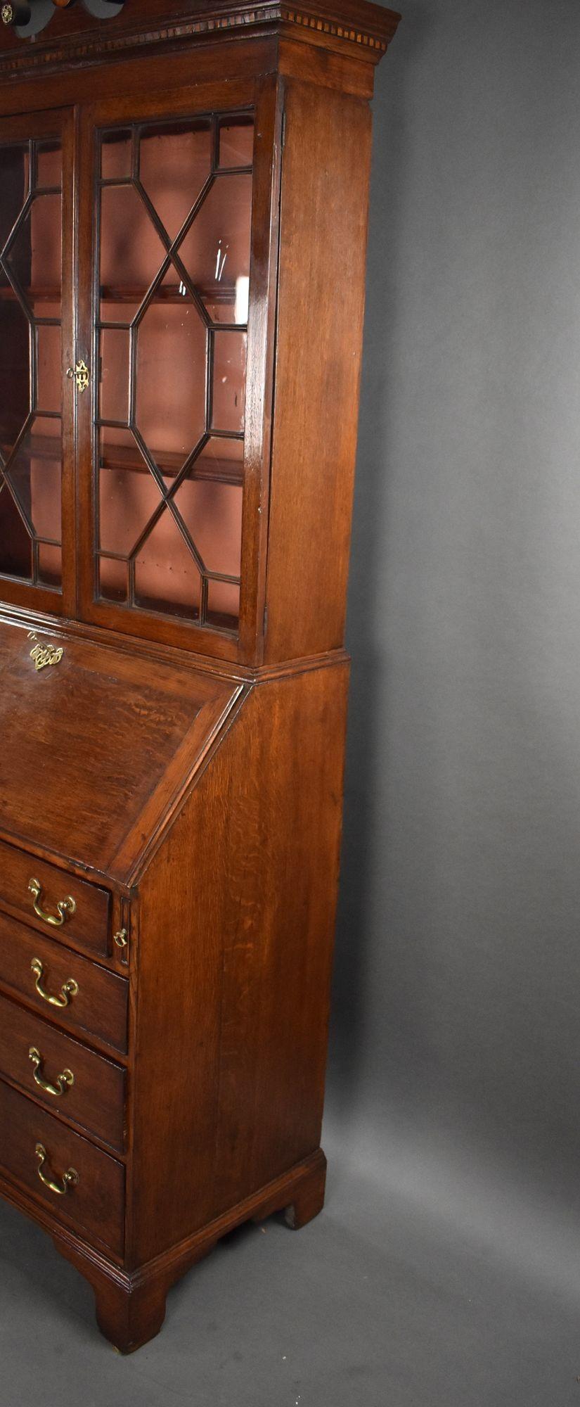 George III Oak Bureau Bookcase For Sale 3