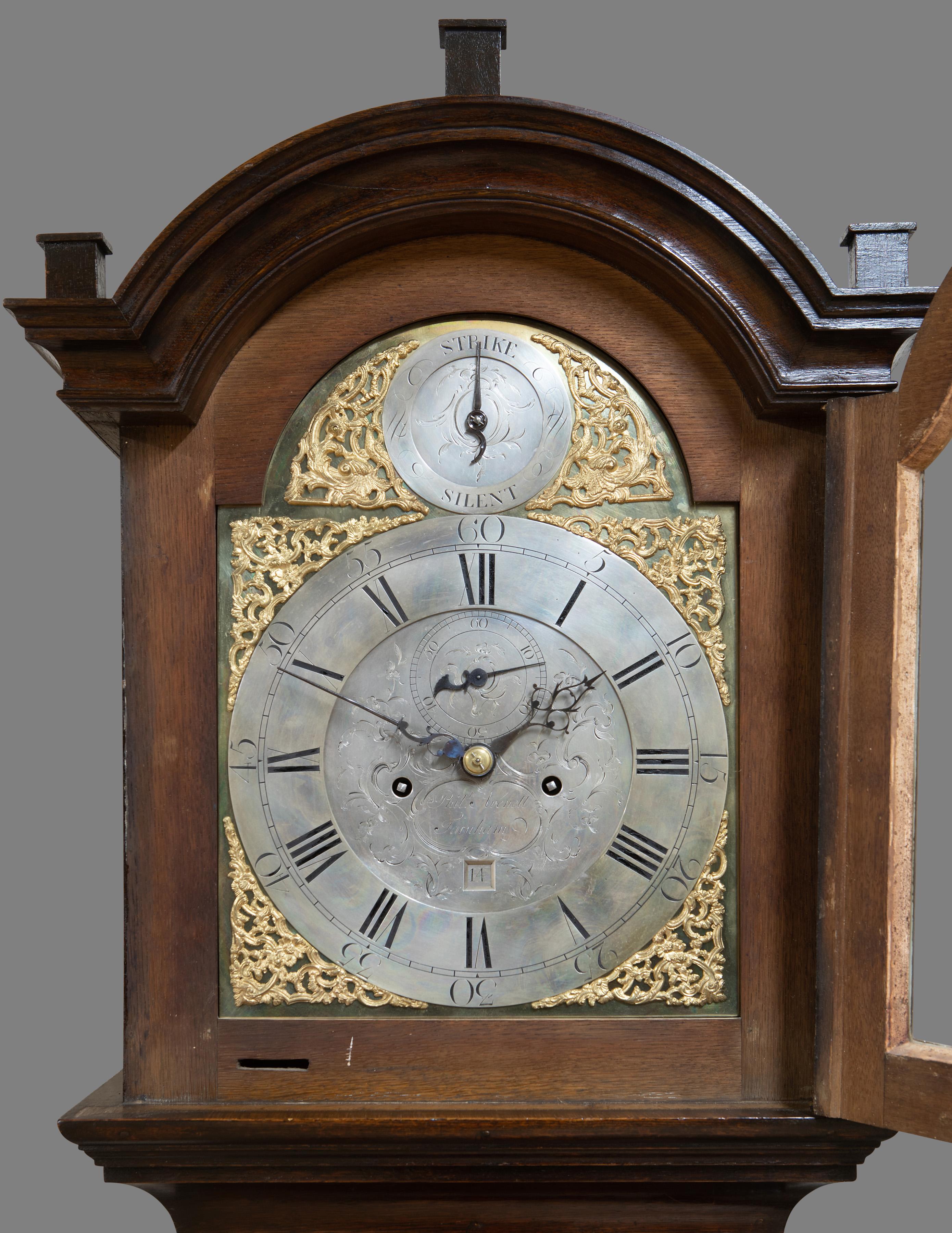 George III Eichenholzgehäuse Standuhr von Philip Avenell:: Farnham im Zustand „Gut“ im Angebot in Norwich, GB