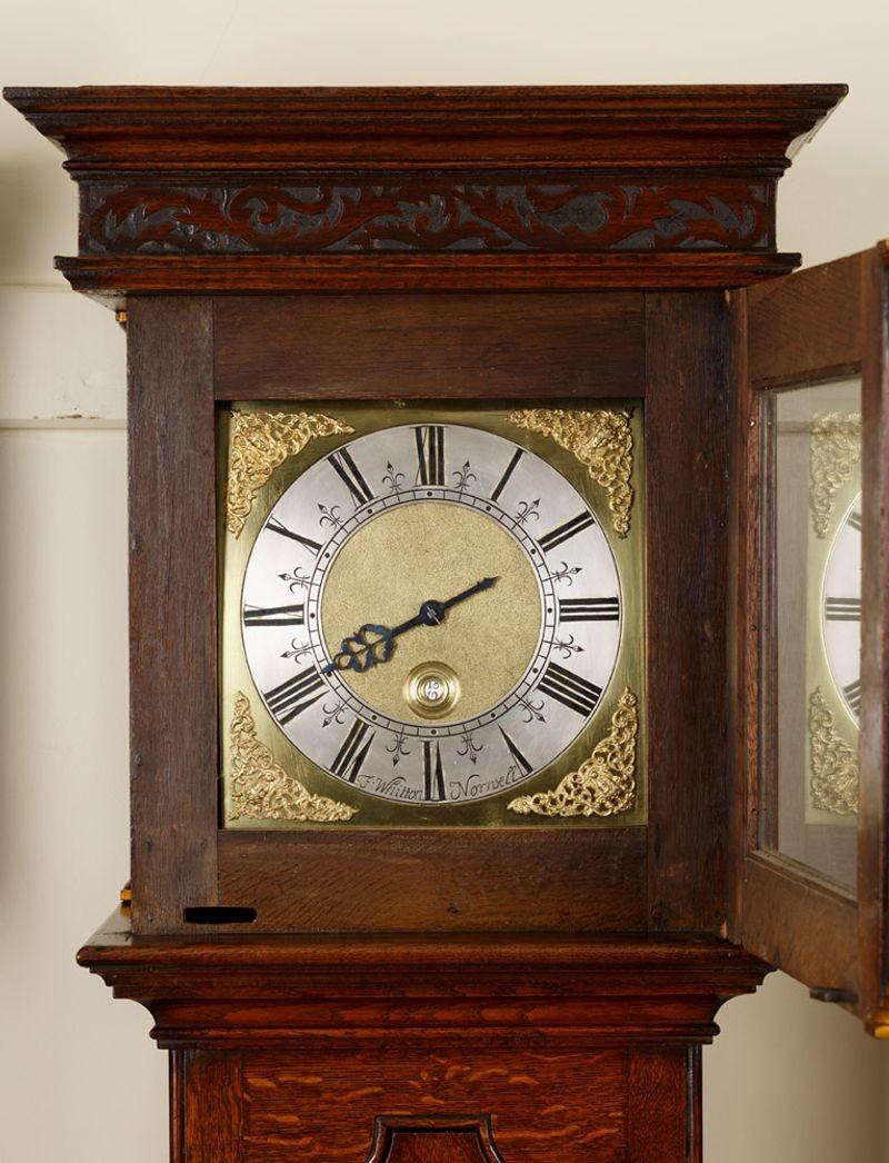 English George III Oak Cased Thirty Hour Longcase Clock by Francis Whitton, Norwell For Sale