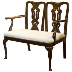 George III Oak Chair-Back Two-Seat Settee