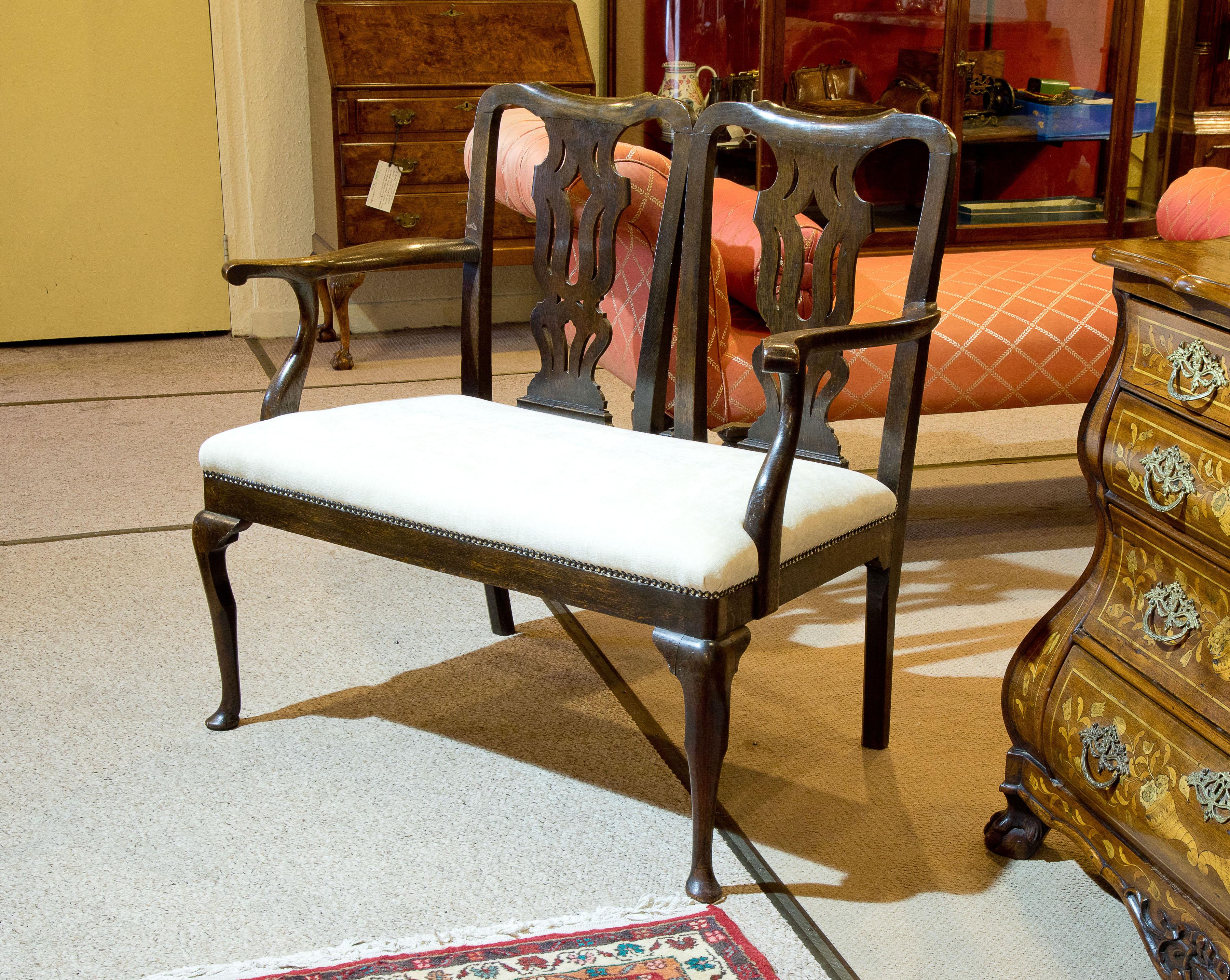 George III Oak Chair-Back Two-Seat Settee For Sale 3