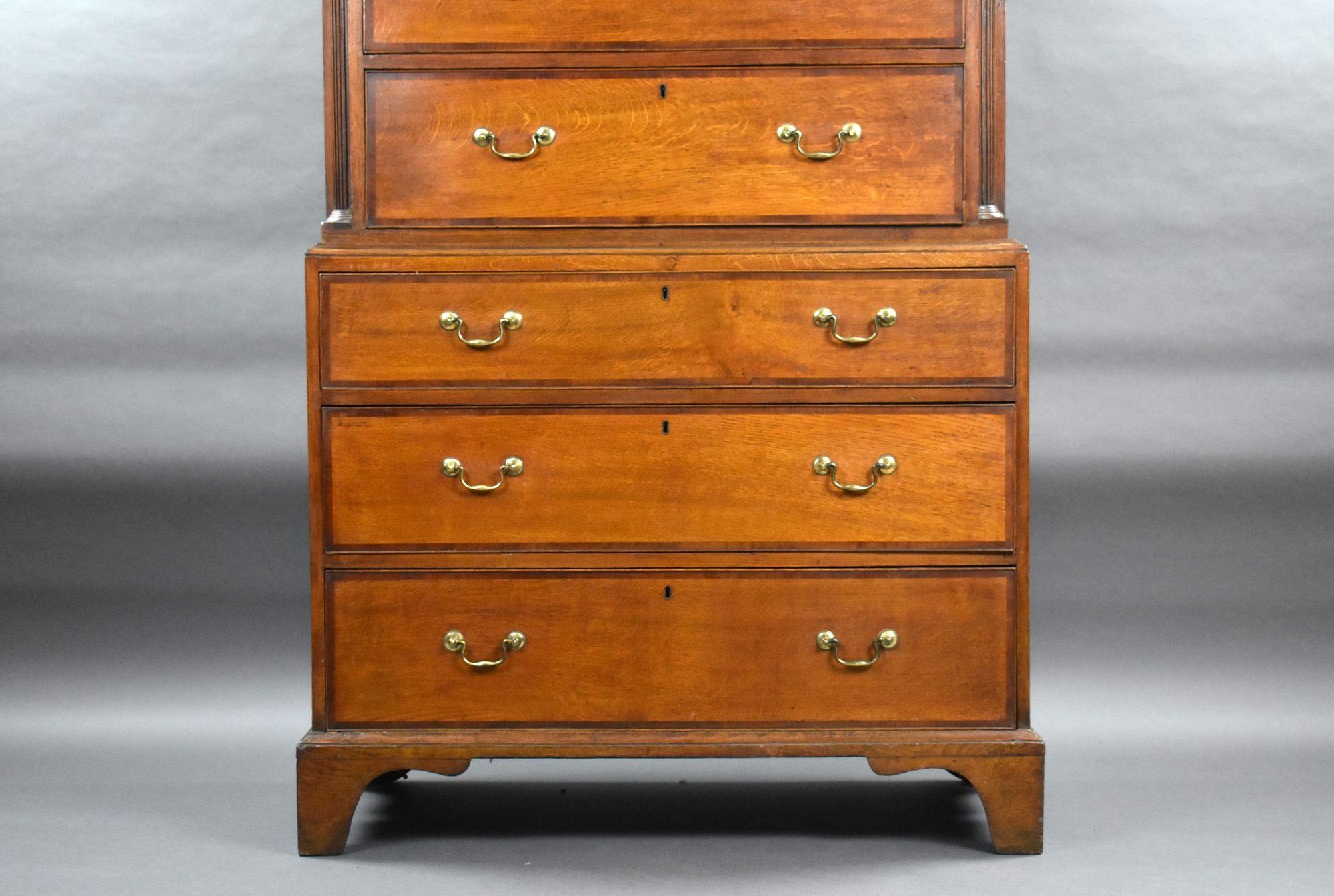 English George III Oak Chest on Chest For Sale