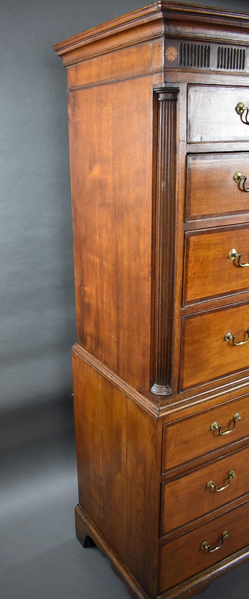 George III Oak Chest on Chest In Good Condition For Sale In Chelmsford, Essex