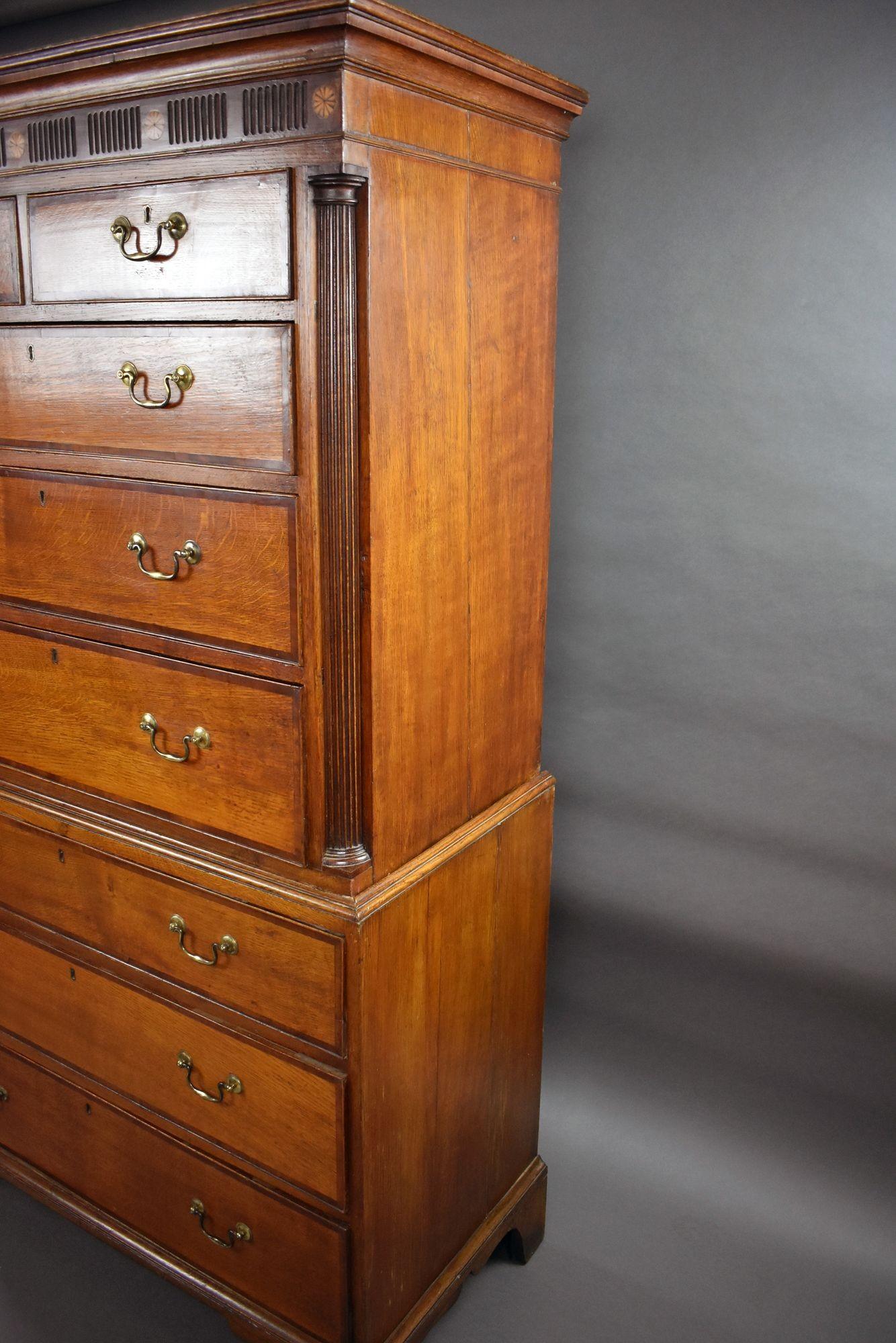 18th Century and Earlier George III Oak Chest on Chest For Sale