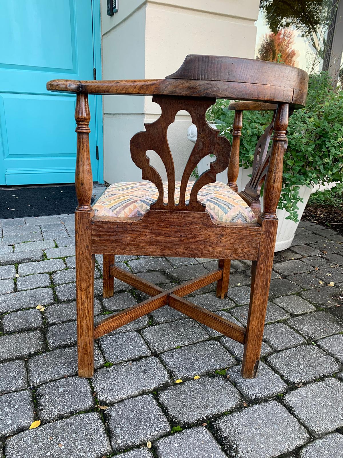 Late 18th Century George III Oak Corner Chair, circa 1780