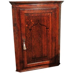 George III Oak Corner Wall Hanging Cabinet, circa 1780