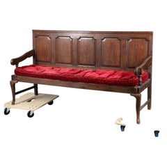 George III Oak Open-Arm Panel-Back Settle, England, Circa 1780