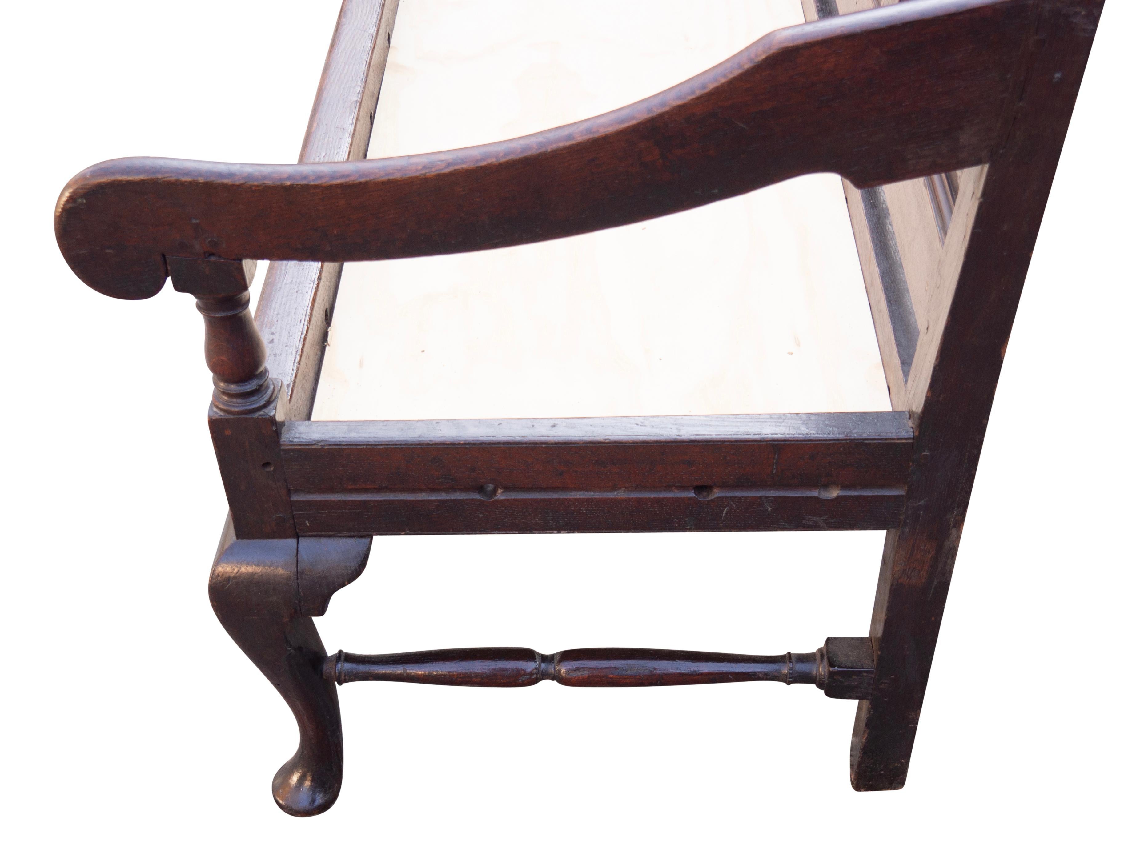 George III Oak Paneled Back Settle Bench For Sale 3