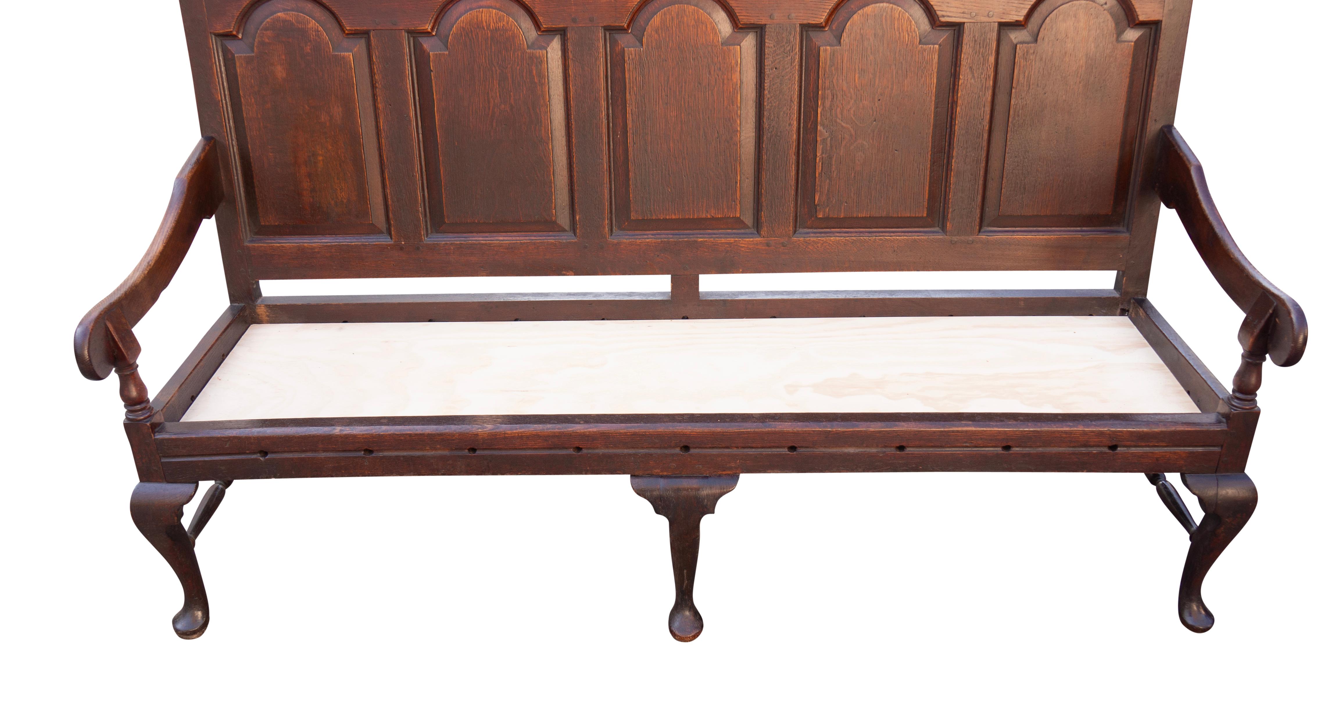 George III Oak Paneled Back Settle Bench For Sale 4