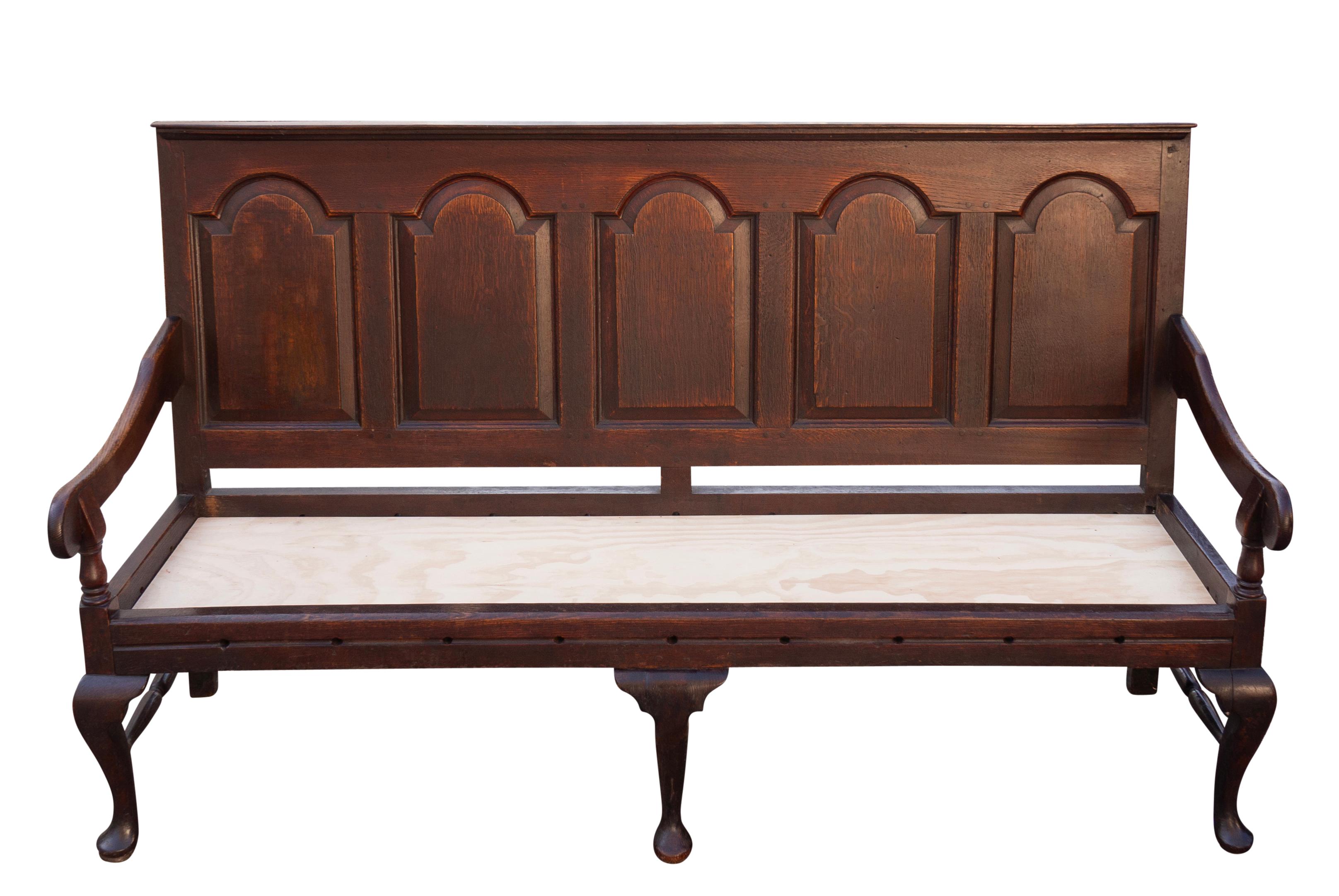 George III Oak Paneled Back Settle Bench For Sale 5