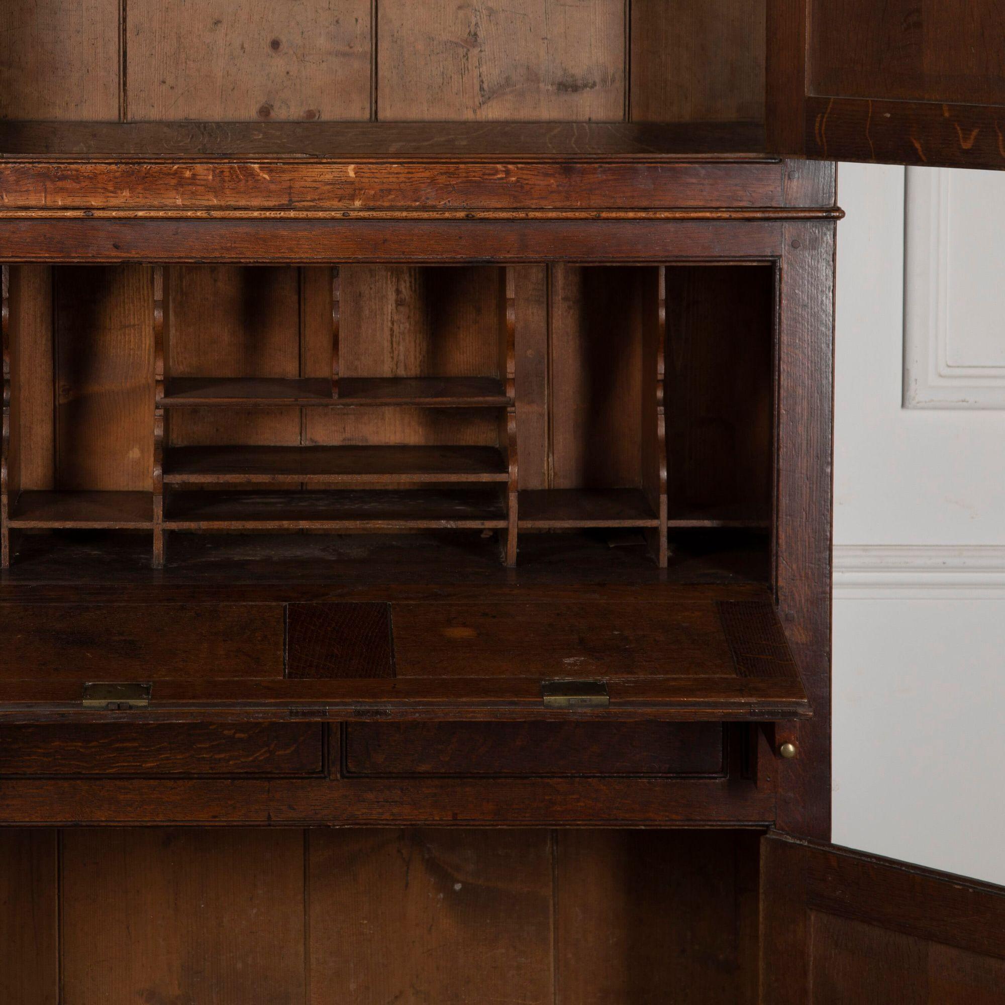 19th Century George III Oak Secretaire Estate Cabinet For Sale