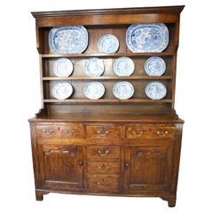 Antique George III Oak  Welsh Dresser And Rack