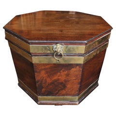 Antique George III Octagonal Form Mahogany & Brass Bound Cellarette Dry Bar Circa 1780