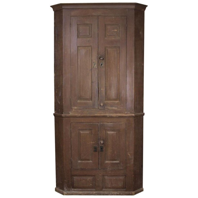 George Iii Original Painted Pine Country Corner Cupboard At 1stdibs