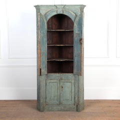George III Original Painted Pine Floor Standing Cupboard