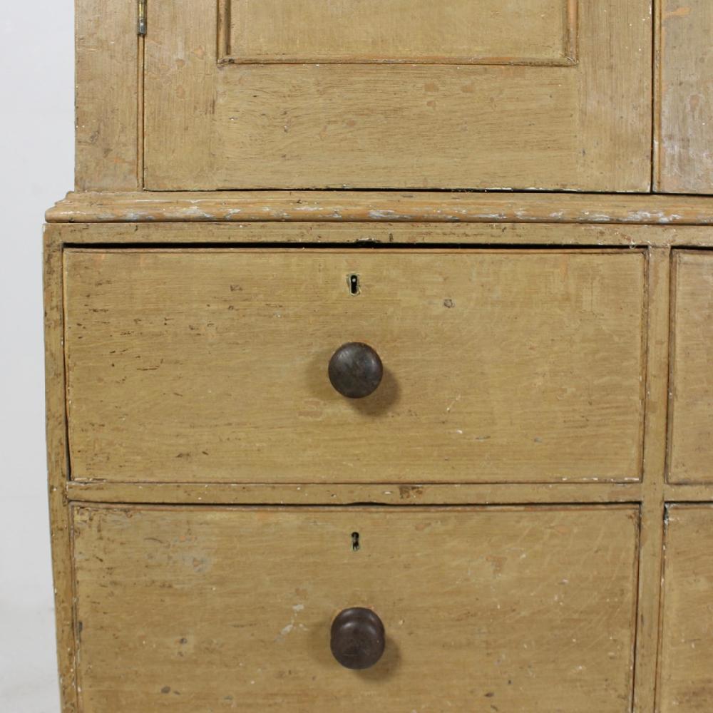 18th Century George III Original Painted Pine Press / Kitchen Cupboard