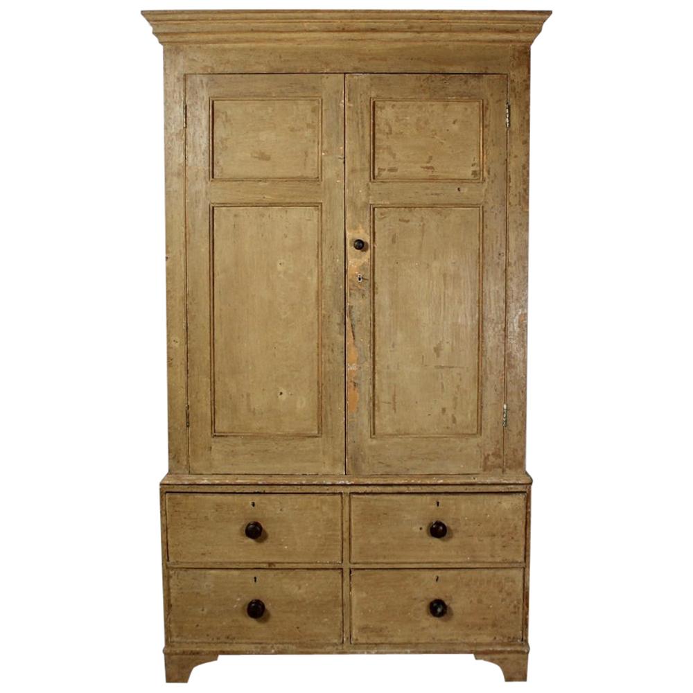 George III Original Painted Pine Press / Kitchen Cupboard