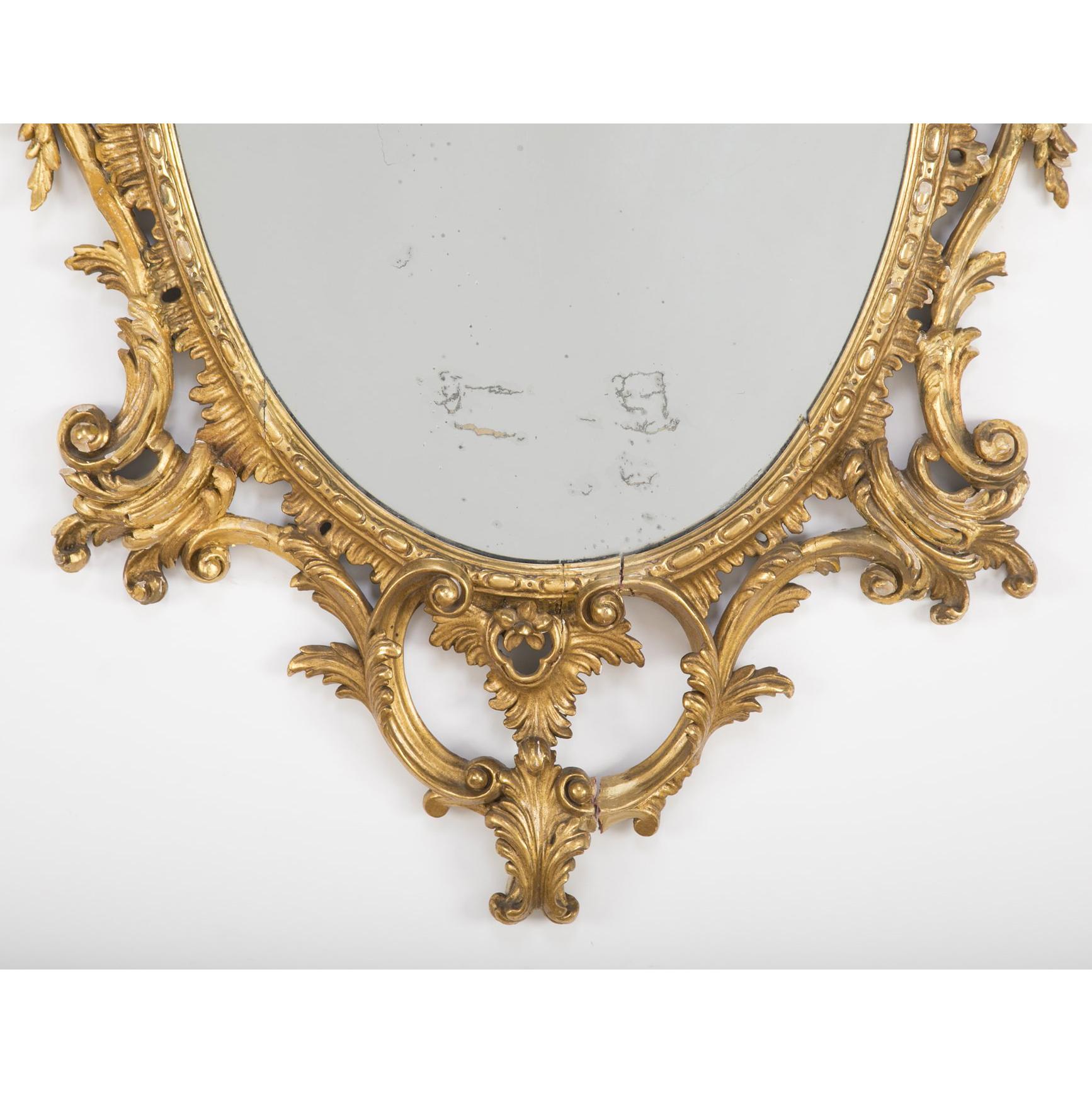 European George III Oval Giltwood Mirror