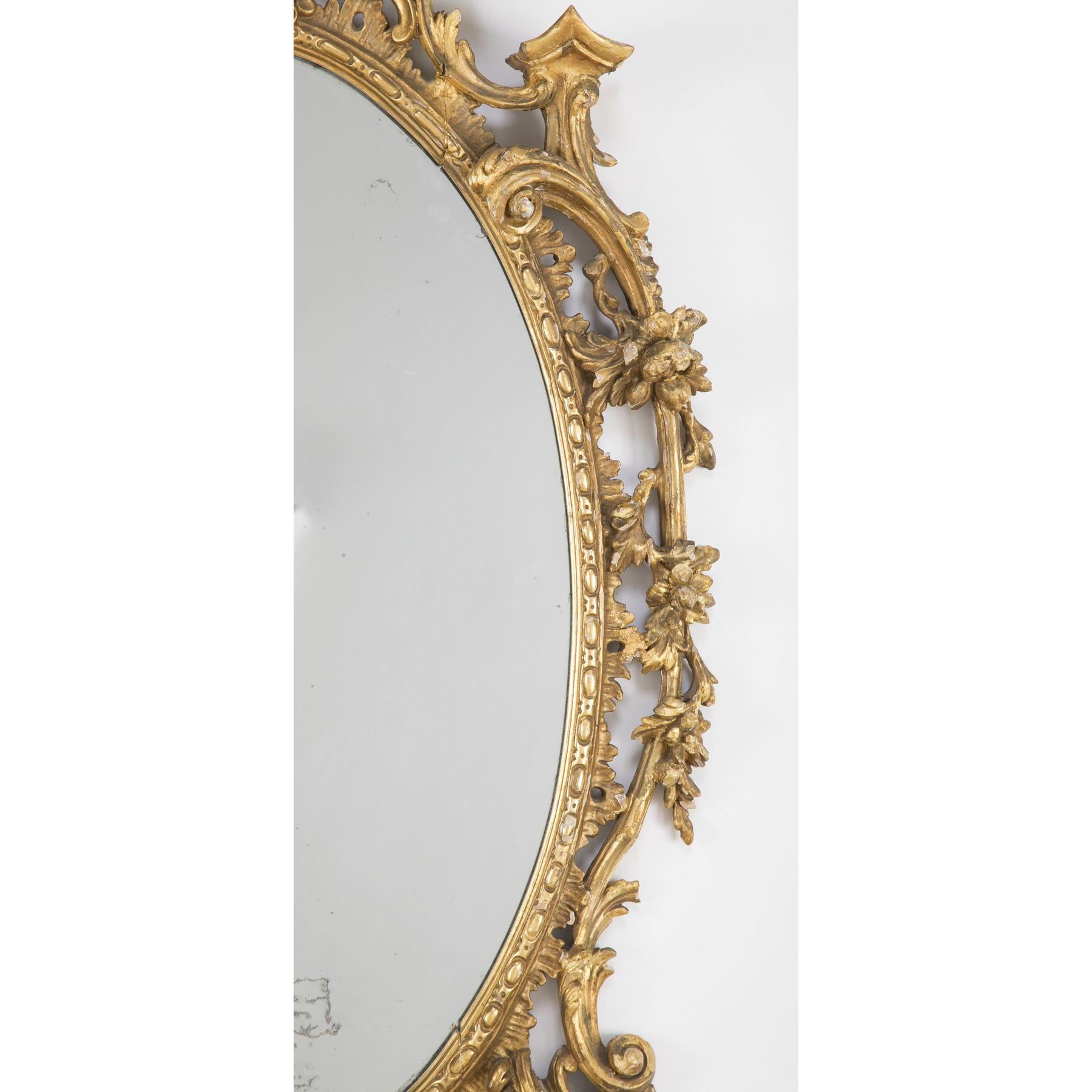 19th Century George III Oval Giltwood Mirror