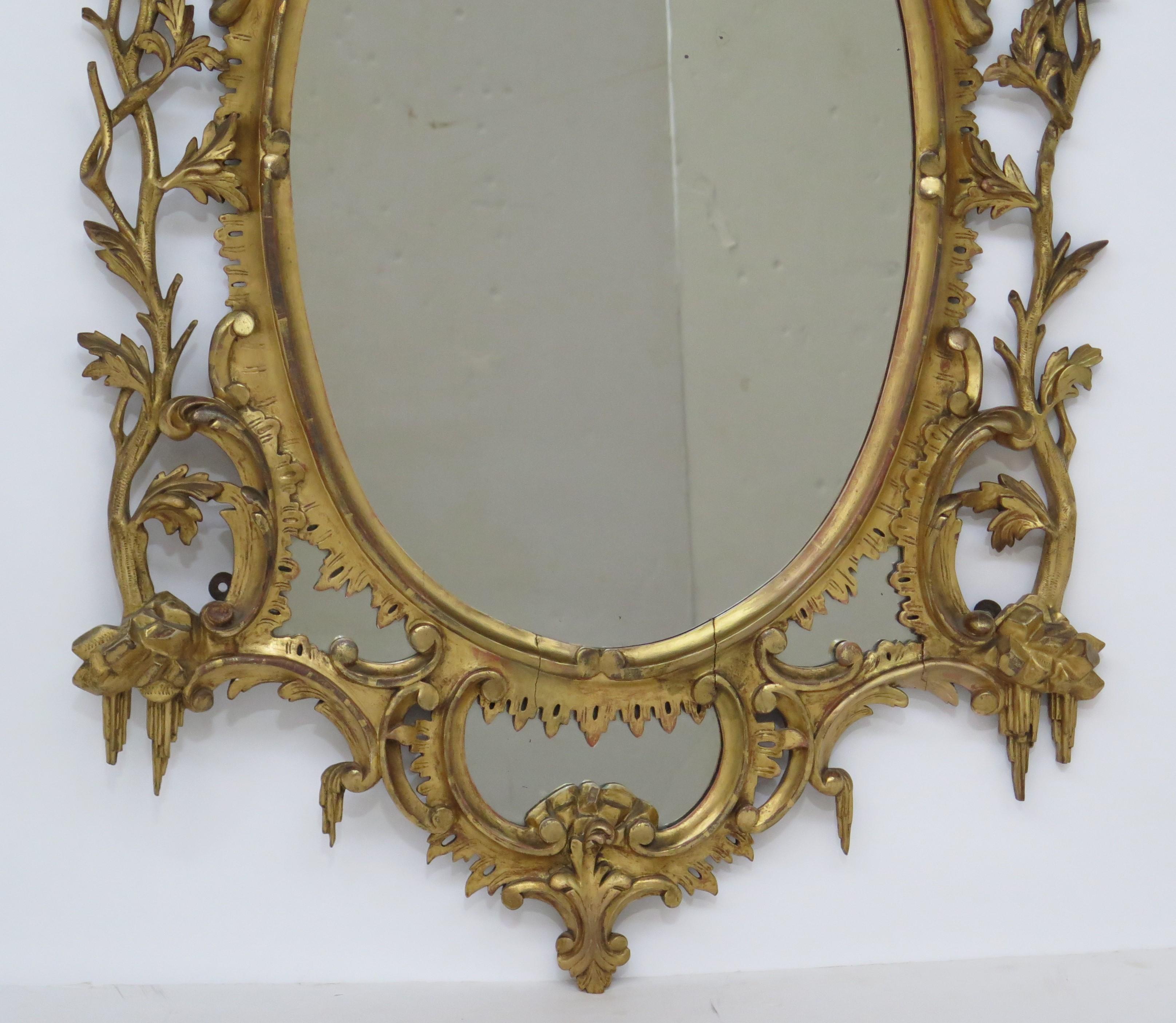 George III Oval Giltwood Mirror In Good Condition In Dallas, TX