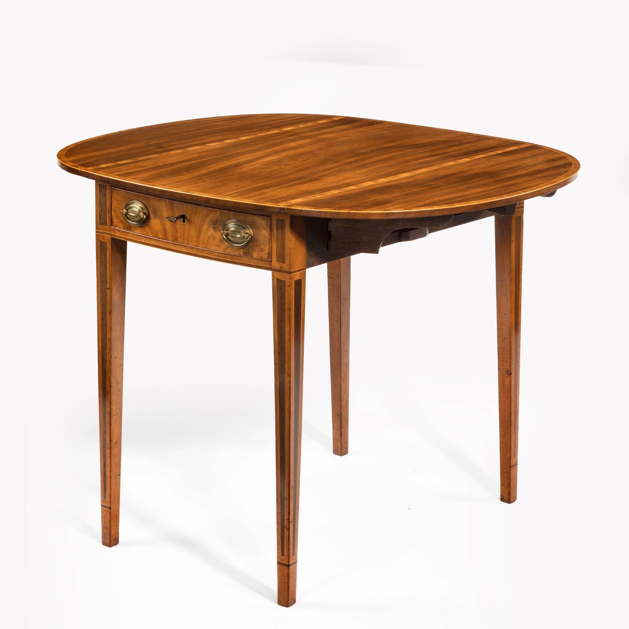 Kingwood George III Oval Mahogany and King Wood Banded Pembroke Table For Sale