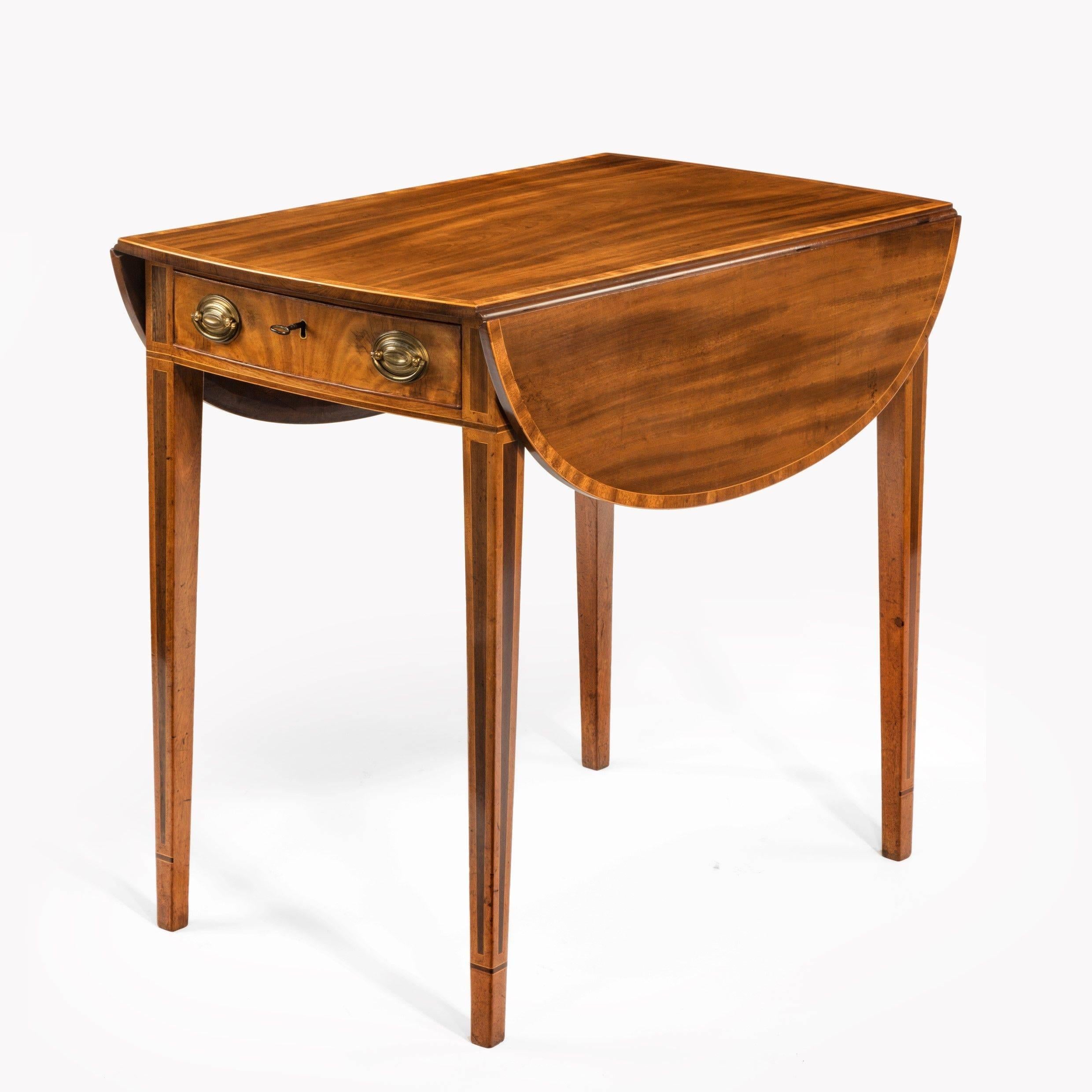 George III Oval Mahogany and King Wood Banded Pembroke Table For Sale 1