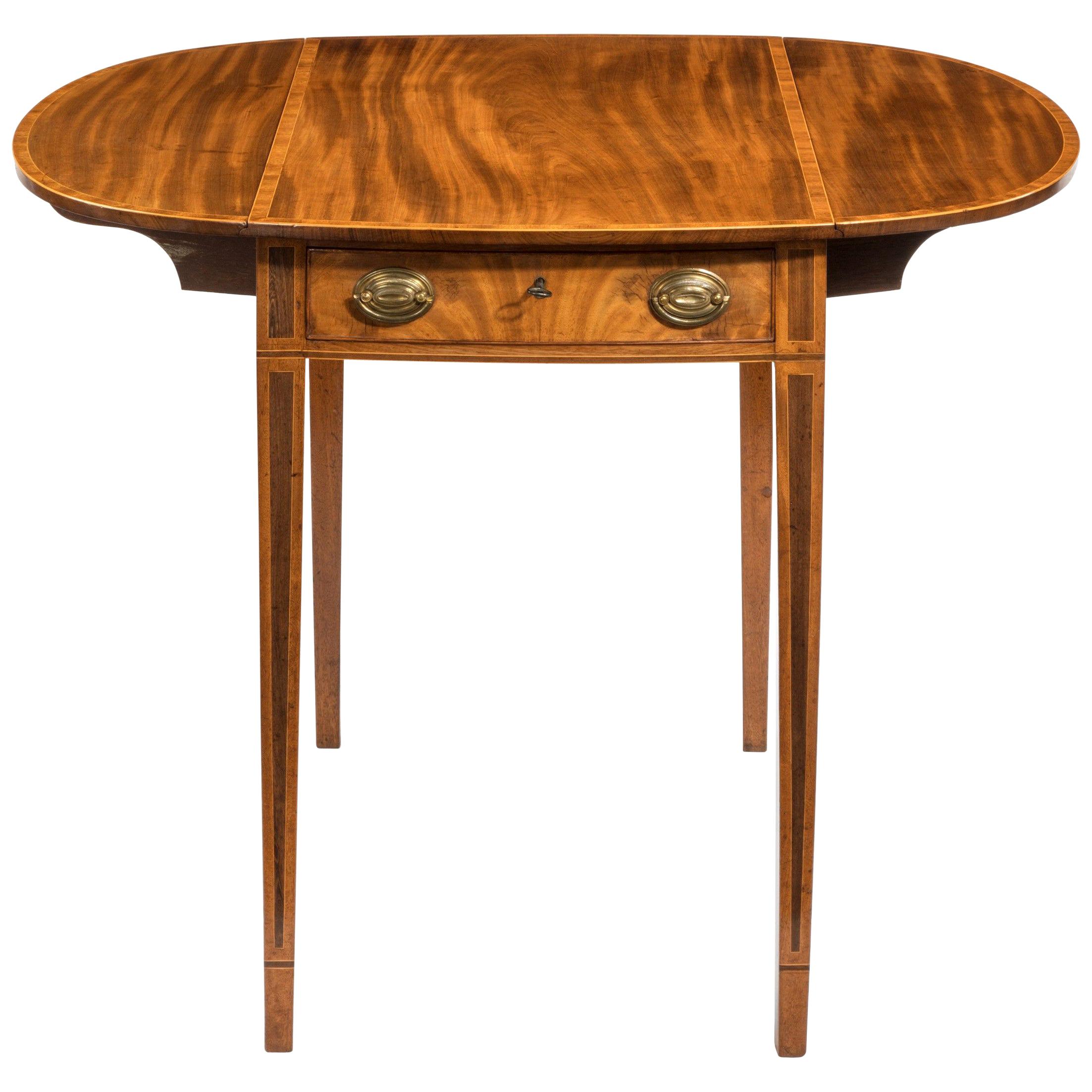 George III Oval Mahogany and King Wood Banded Pembroke Table For Sale