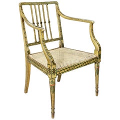 George III Painted and Caned Armchair