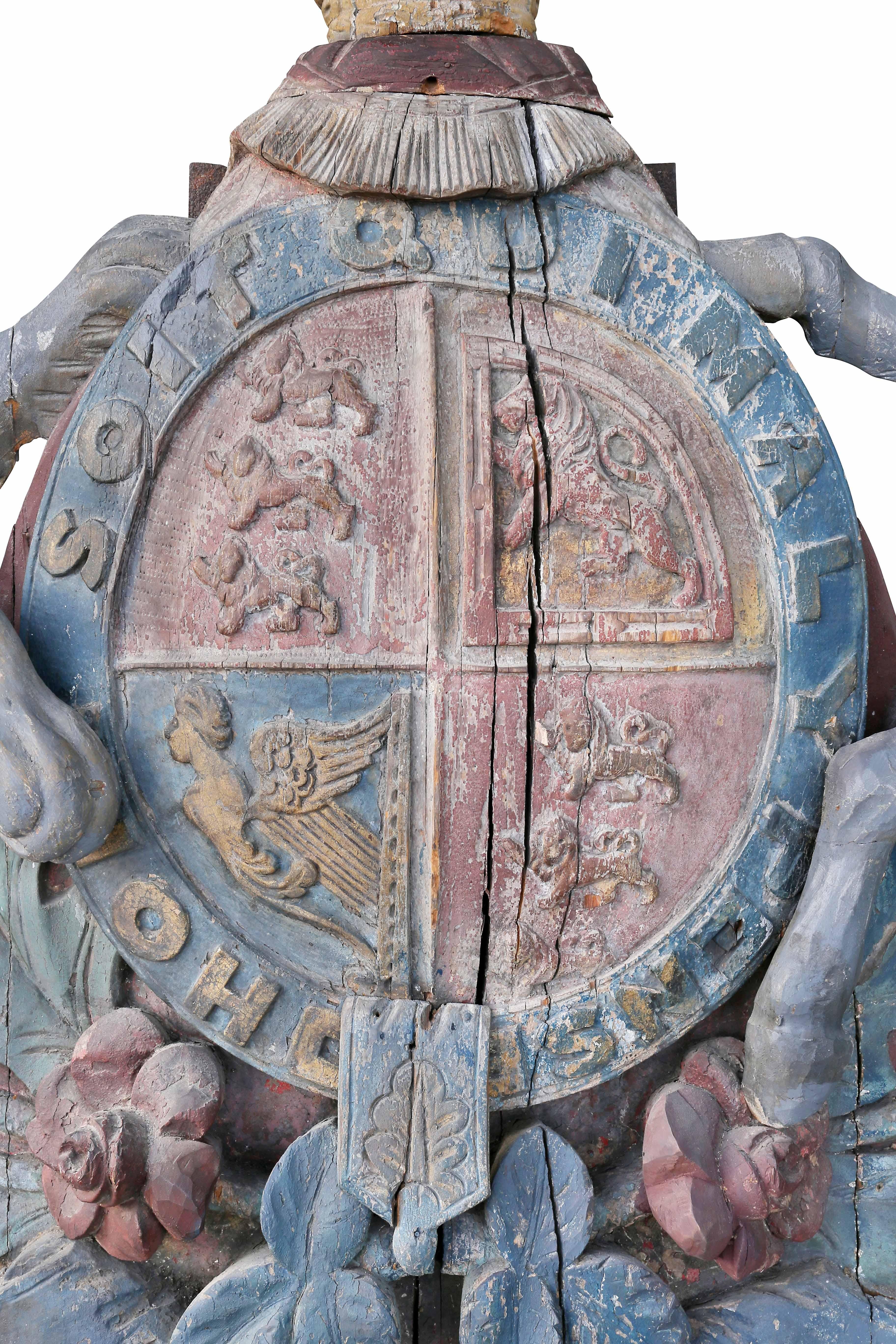 English George III Painted and Carved Wood Coat of Arms of the United Kingdom