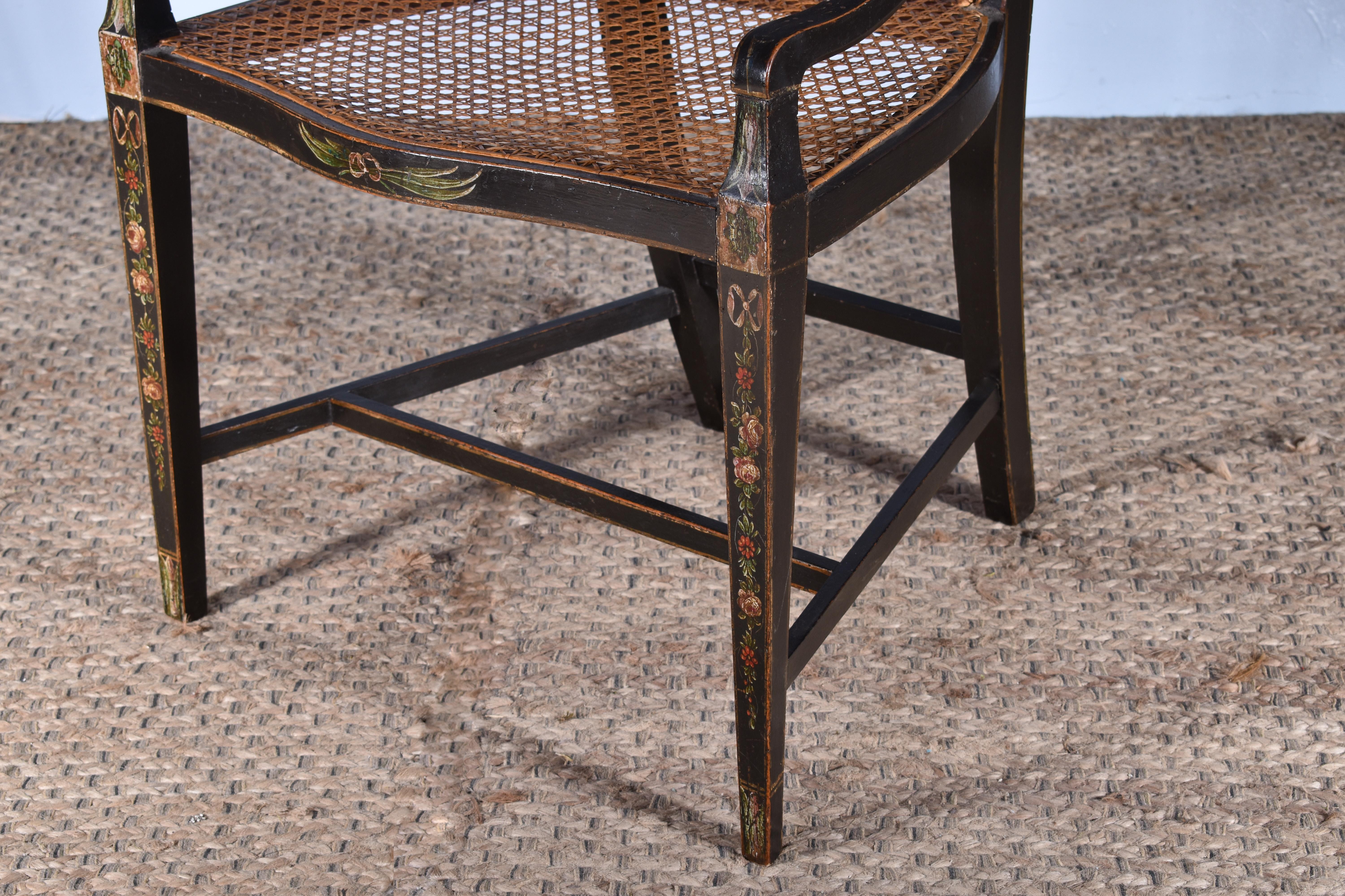 English George III Painted Armchair For Sale