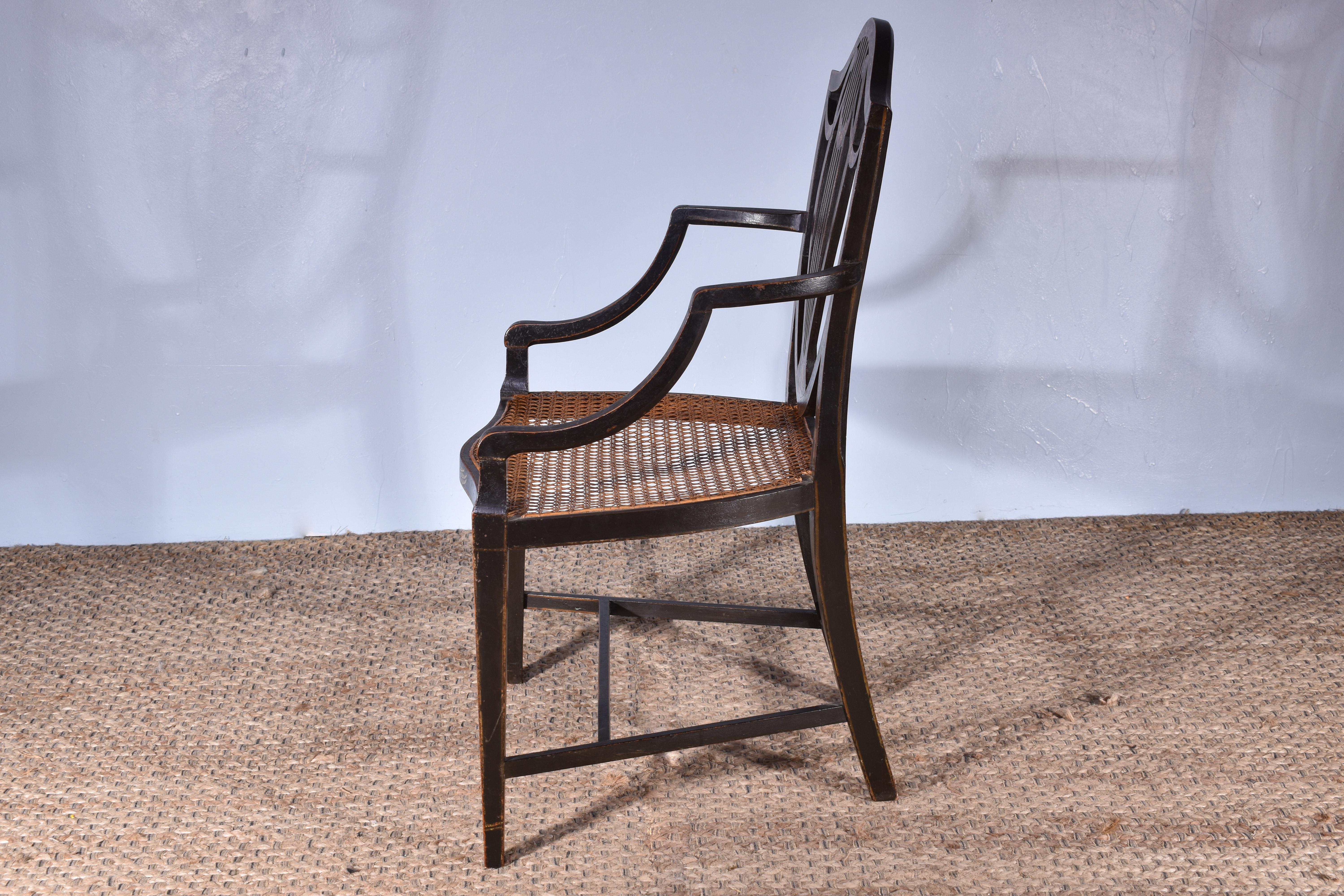 Hand-Painted George III Painted Armchair For Sale
