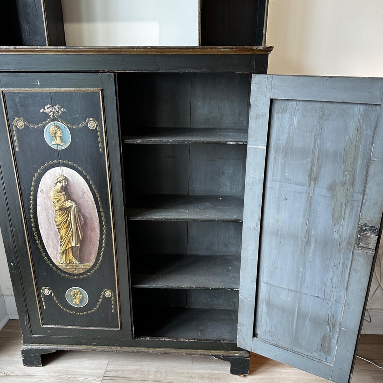 George III Painted Classical Motif Bookcase/Cabinet For Sale 1