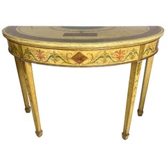 George III Painted Demilune Console Table