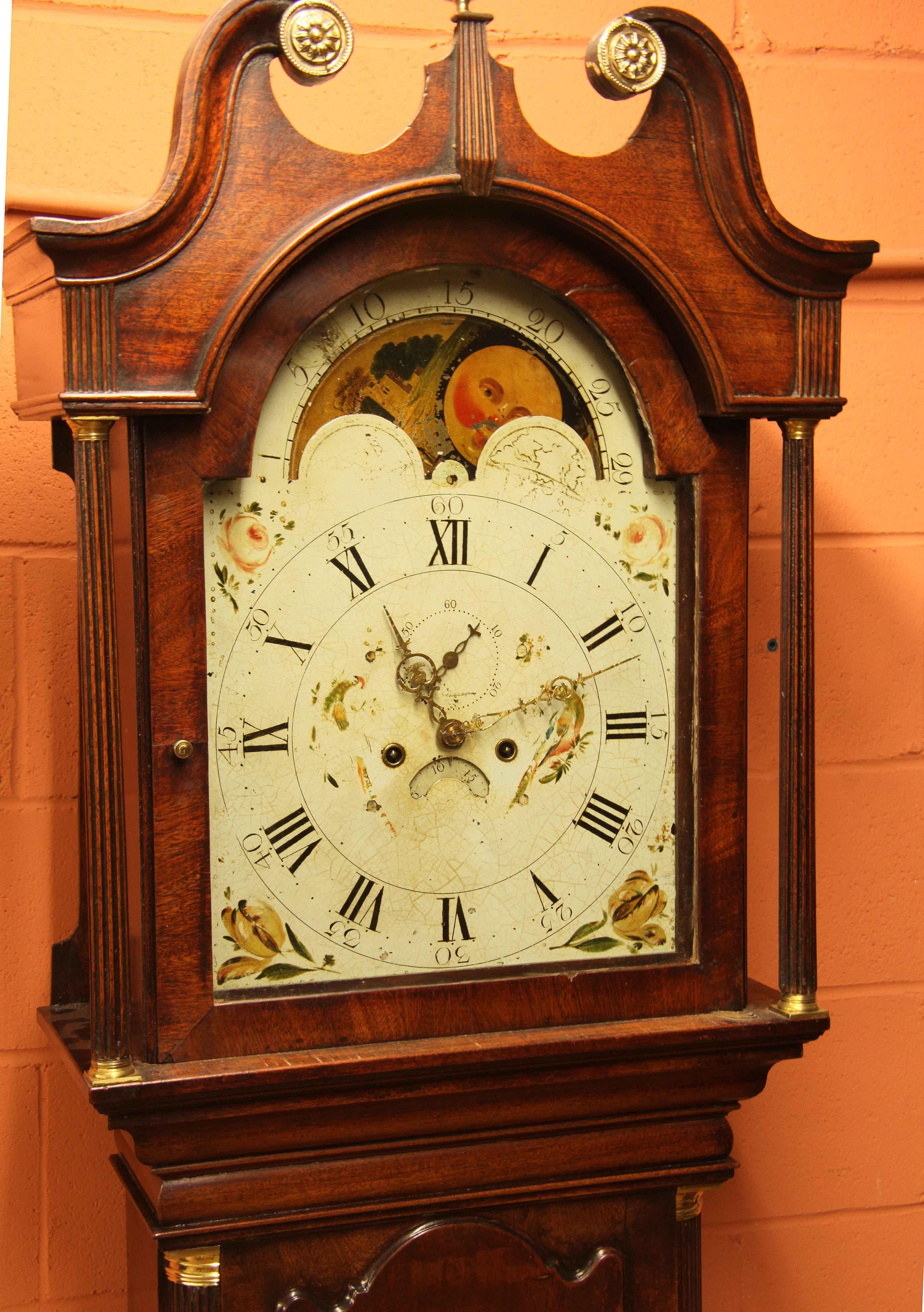 English George III Painted Dial Grandfather Clock
