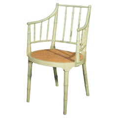 Antique George III Painted Faux Bamboo Armchair