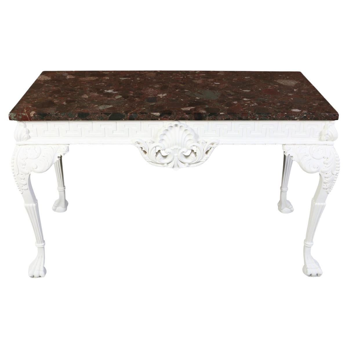 George III Painted Mahogany Console With Rare Marble Top For Sale
