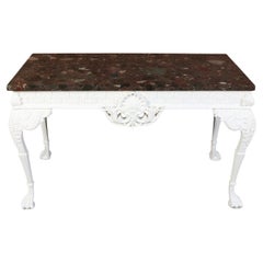 Antique George III Painted Mahogany Console With Rare Marble Top