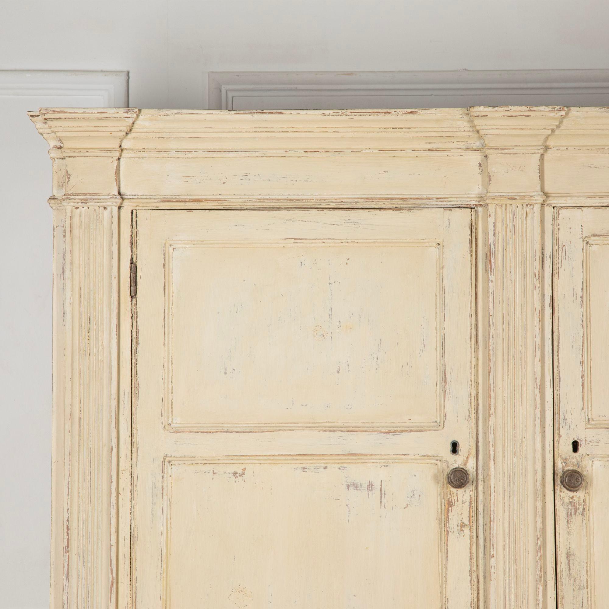 19th Century George III Painted Pine Housekeepers Cupboard For Sale