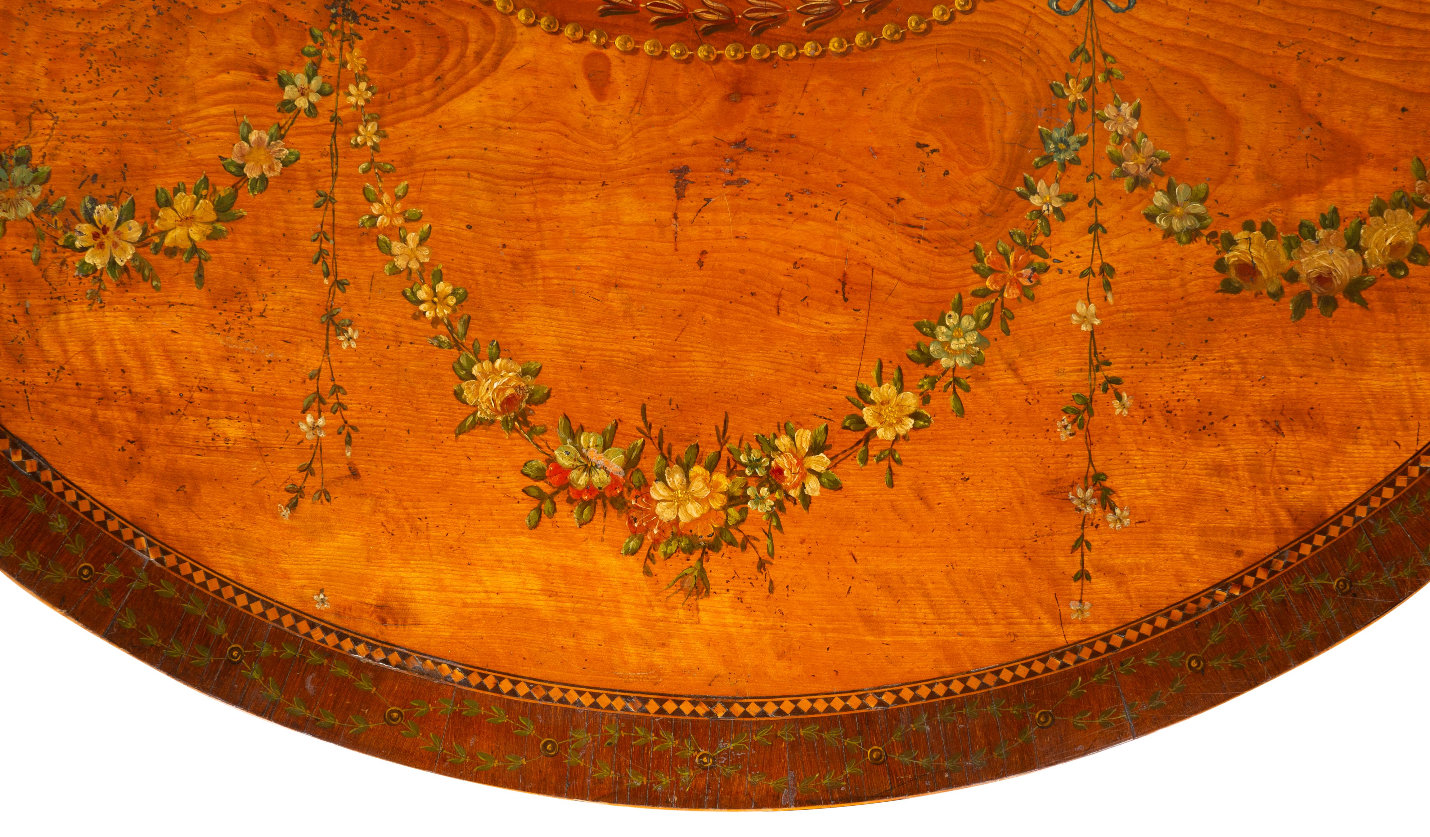 Table à jeux George III en bois satiné peint en vente 8