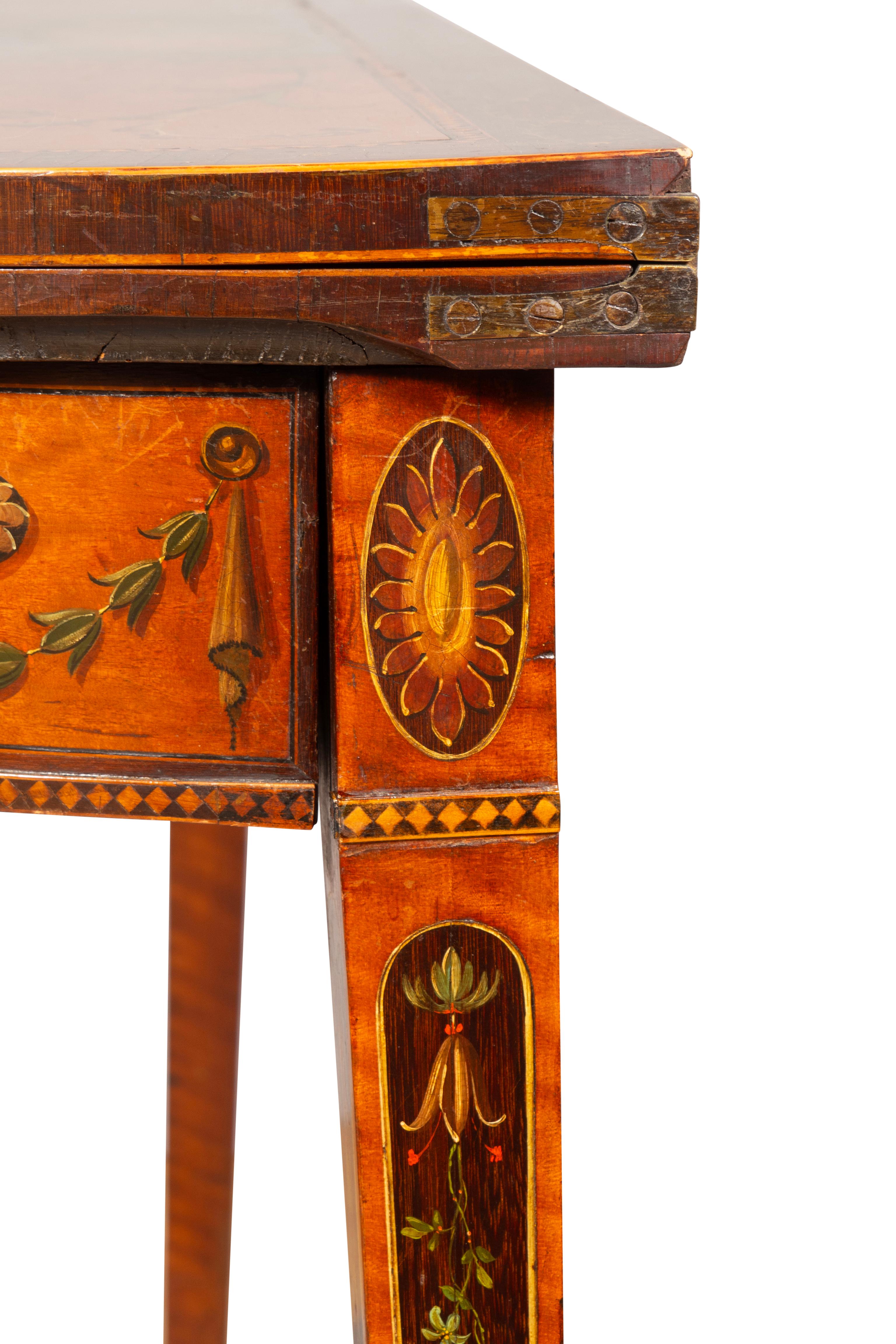 George III Painted Satinwood Games Table For Sale 10
