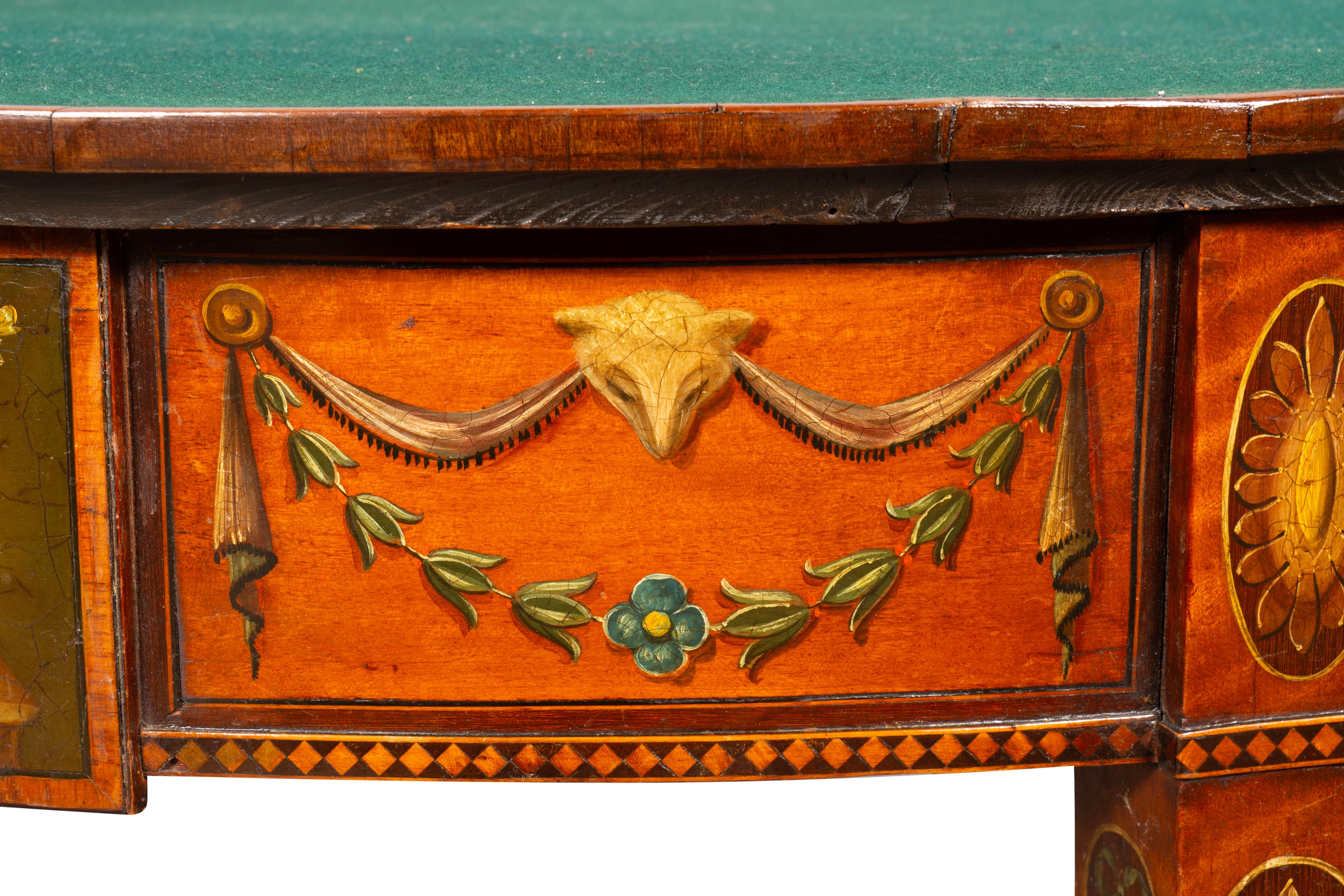 George III Painted Satinwood Games Table For Sale 12