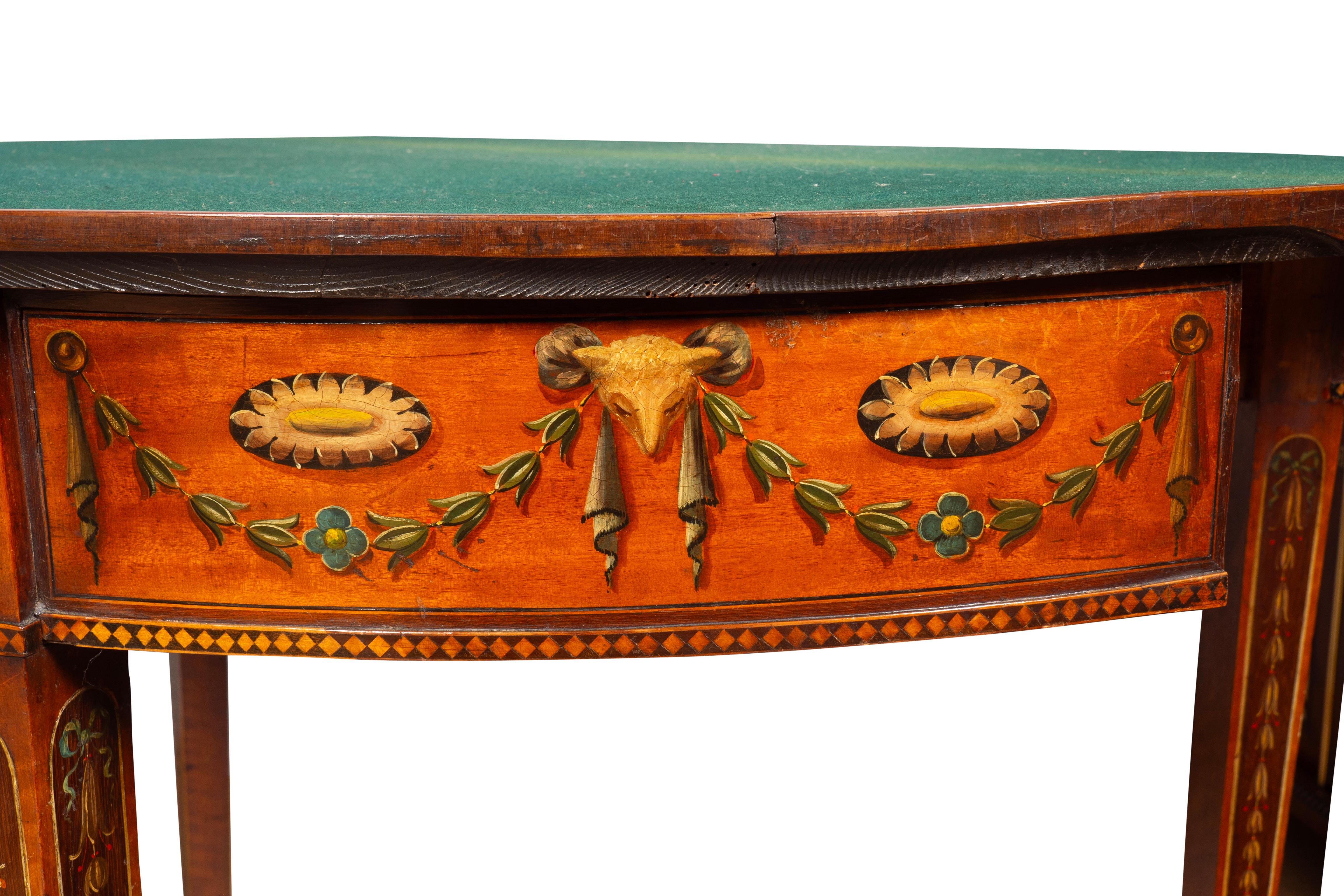 Table à jeux George III en bois satiné peint en vente 12