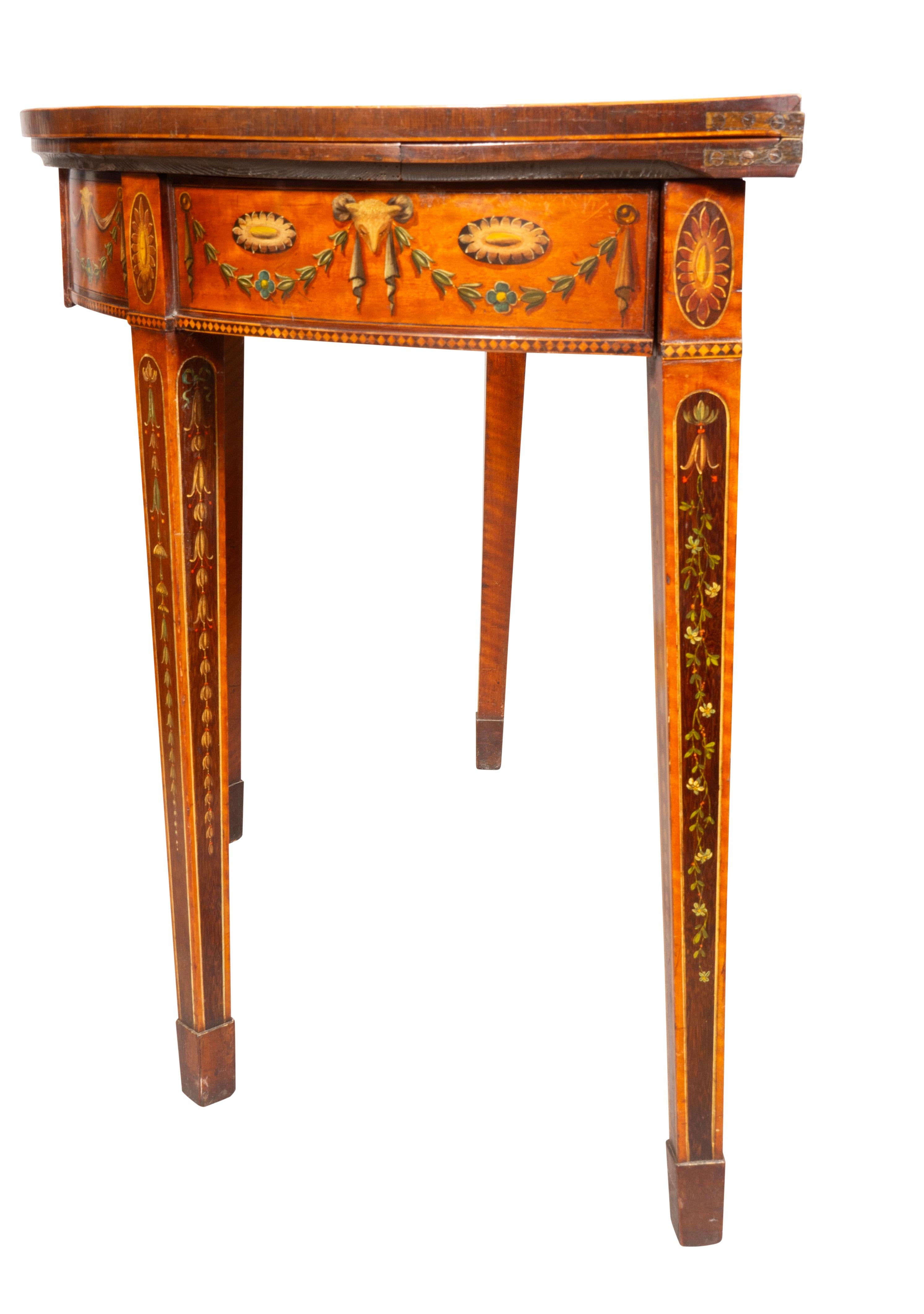 Table à jeux George III en bois satiné peint Bon état - En vente à Essex, MA