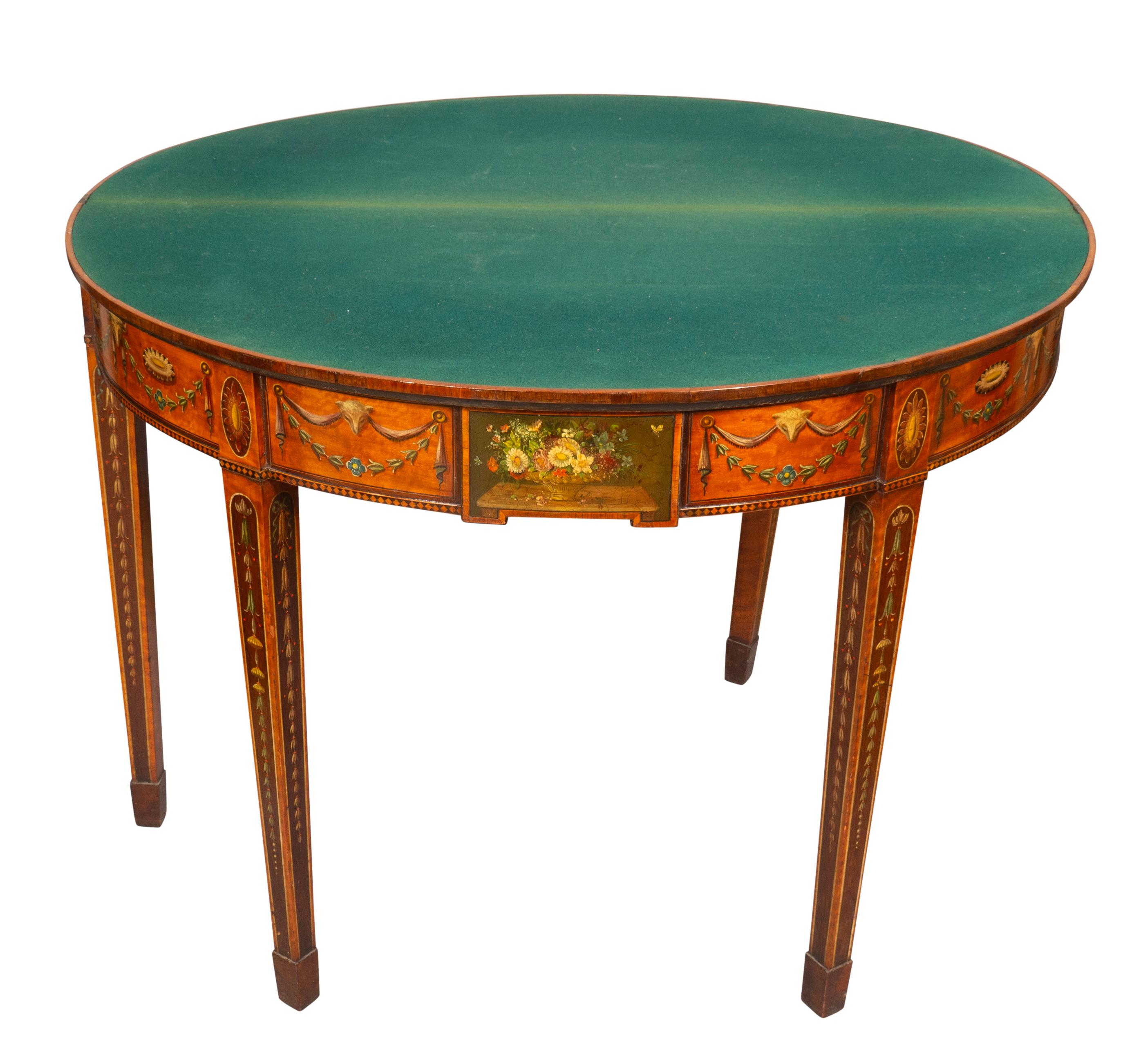 Citronnier Table à jeux George III en bois satiné peint en vente