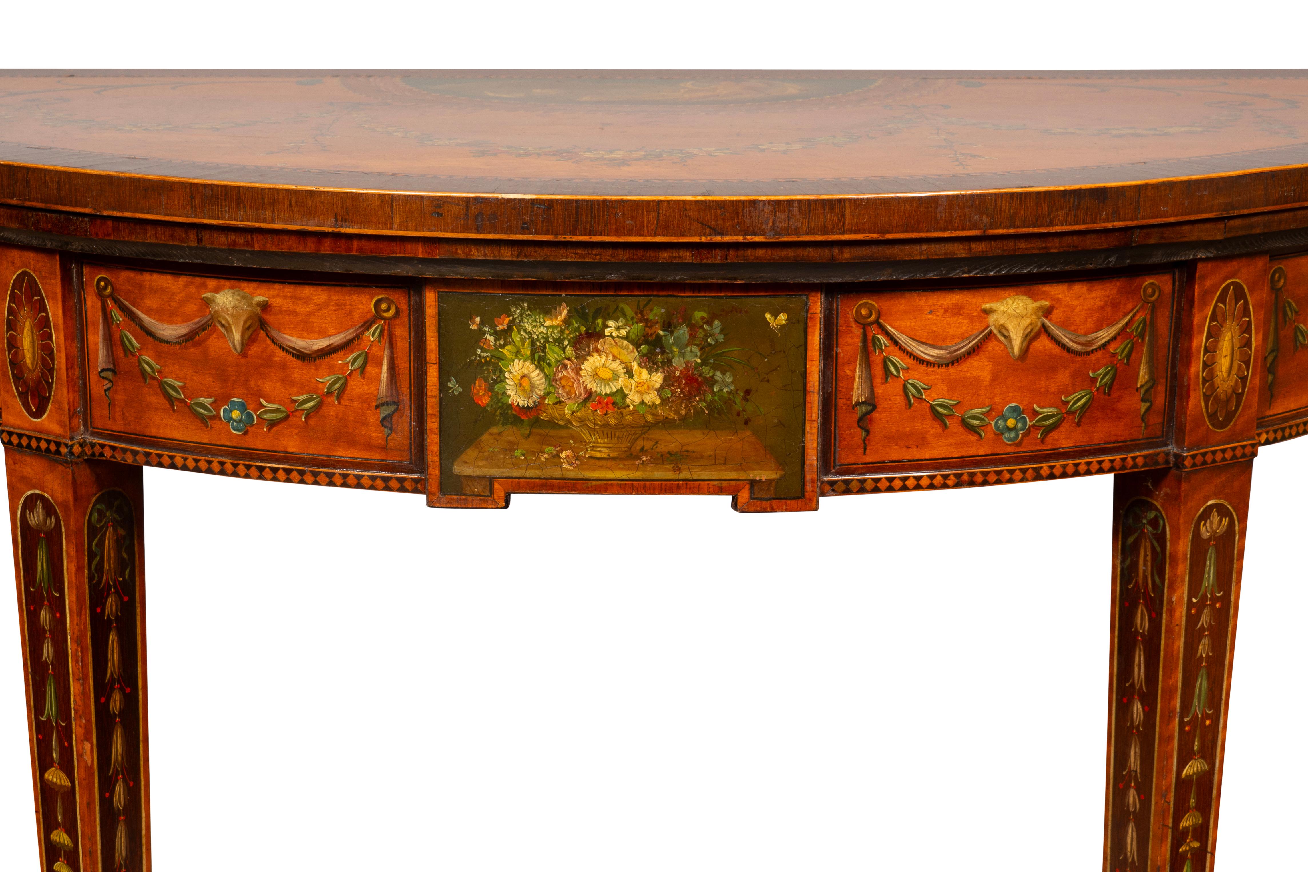Table à jeux George III en bois satiné peint en vente 1
